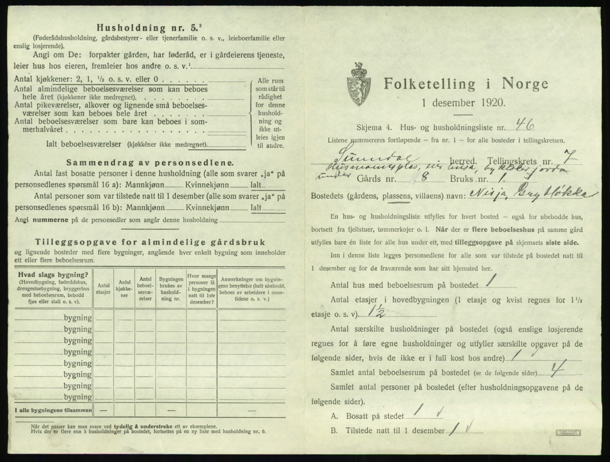 SAT, 1920 census for Sunndal, 1920, p. 730