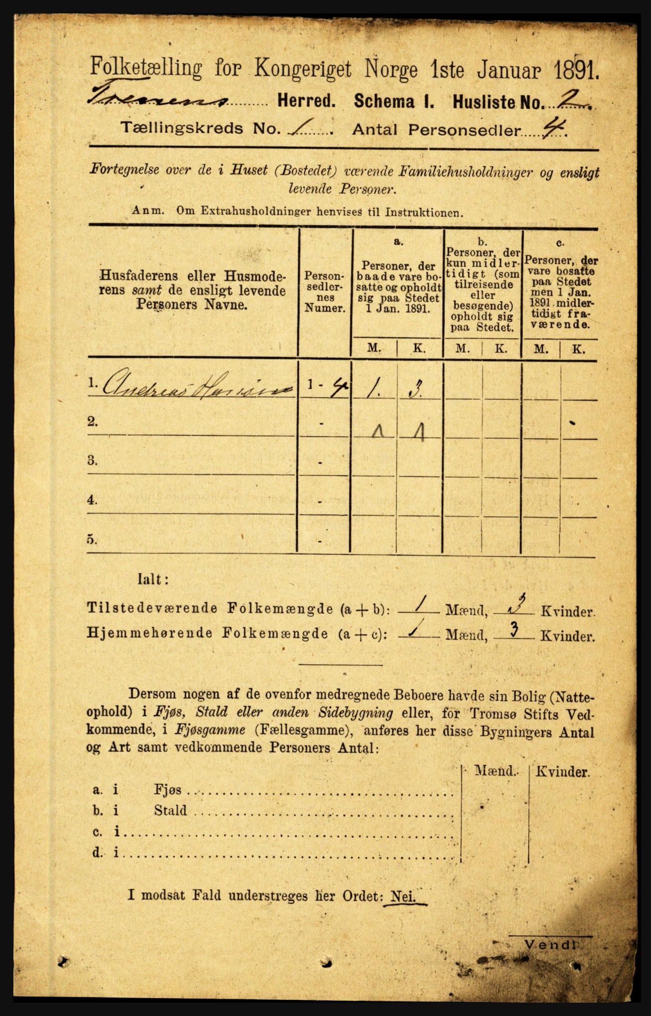 RA, 1891 census for 1835 Træna, 1891, p. 10