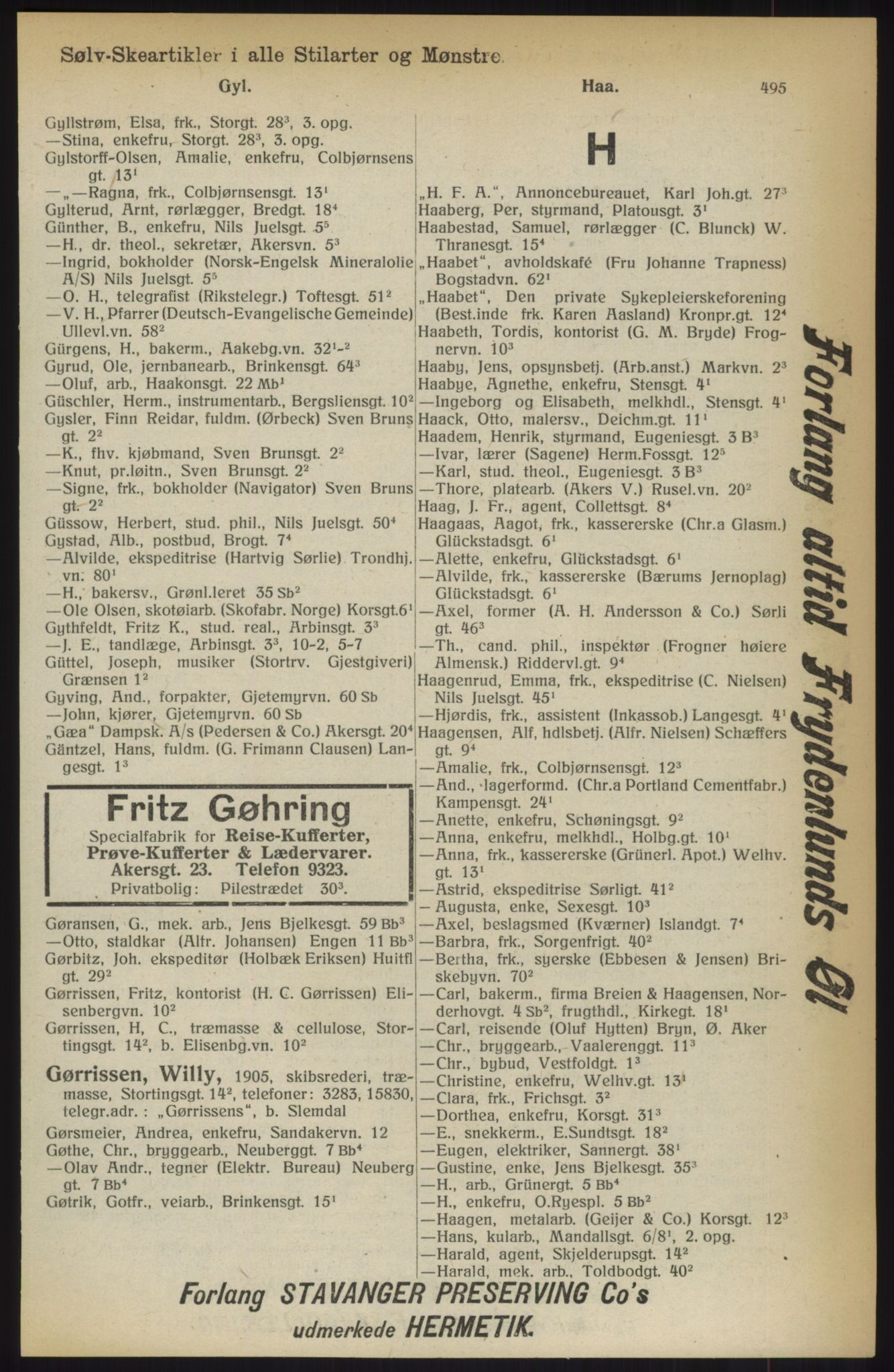 Kristiania/Oslo adressebok, PUBL/-, 1914, p. 495