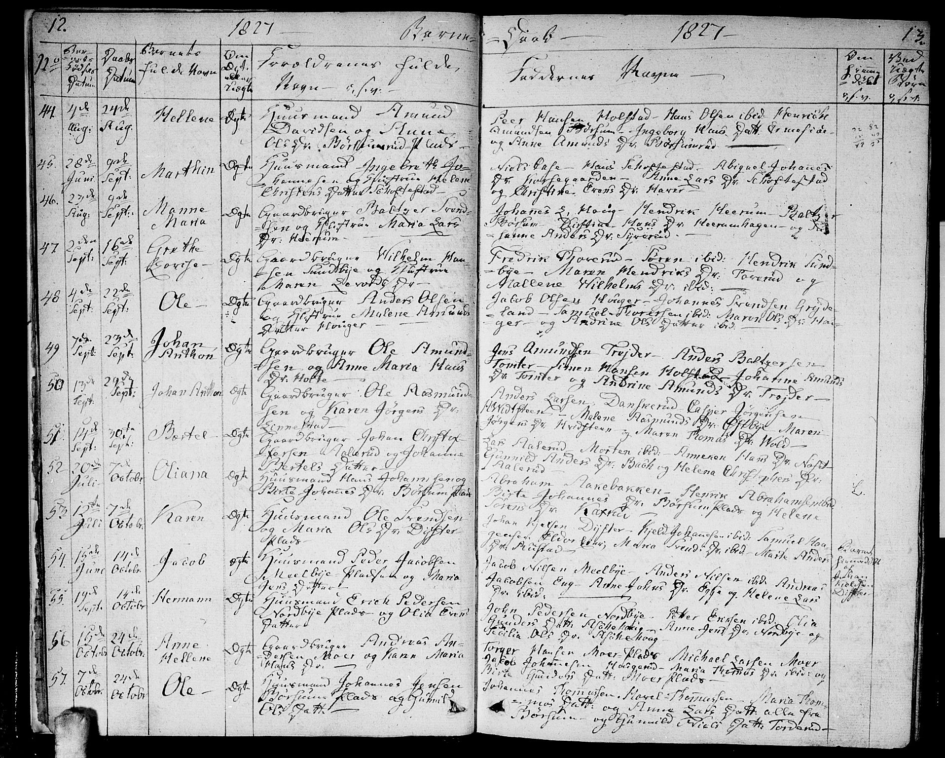 Ås prestekontor Kirkebøker, AV/SAO-A-10894/F/Fa/L0005: Parish register (official) no. I 5, 1827-1840, p. 12-13