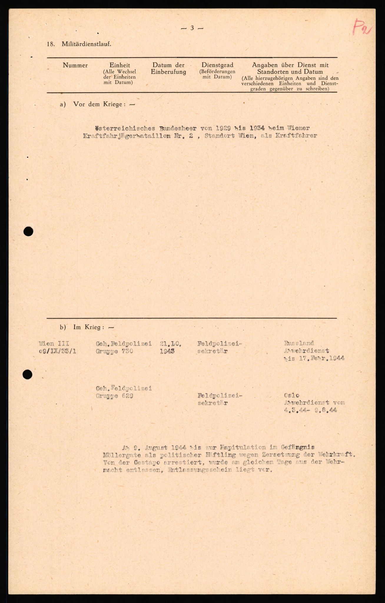 Forsvaret, Forsvarets overkommando II, AV/RA-RAFA-3915/D/Db/L0040: CI Questionaires. Tyske okkupasjonsstyrker i Norge. Østerrikere., 1945-1946, p. 76