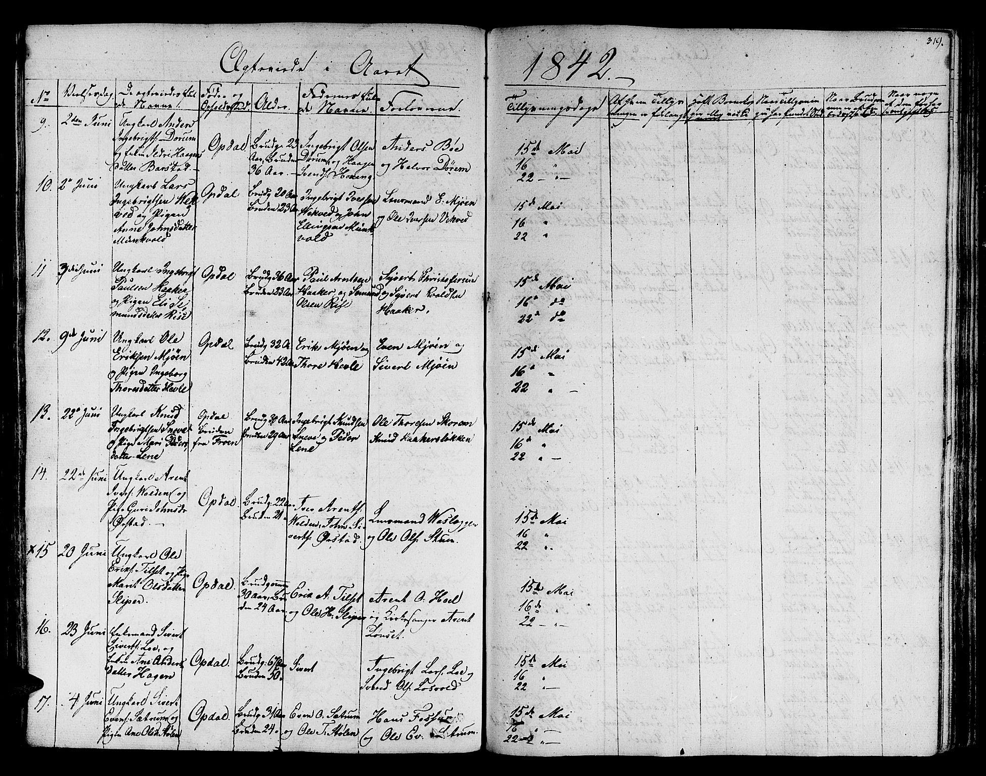 Ministerialprotokoller, klokkerbøker og fødselsregistre - Sør-Trøndelag, SAT/A-1456/678/L0897: Parish register (official) no. 678A06-07, 1821-1847, p. 319