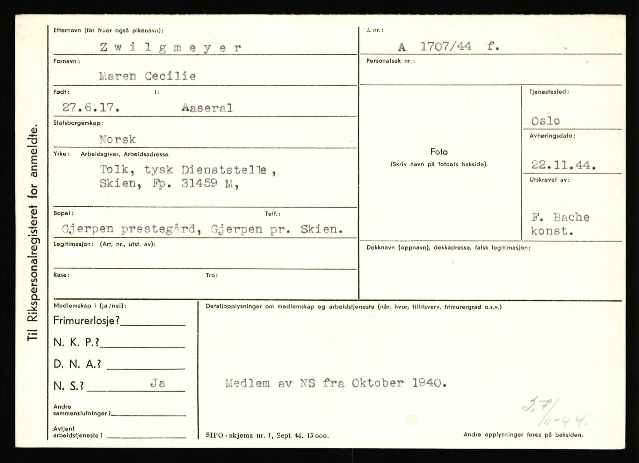 Statspolitiet - Hovedkontoret / Osloavdelingen, AV/RA-S-1329/C/Ca/L0016: Uberg - Øystese, 1943-1945, p. 3350