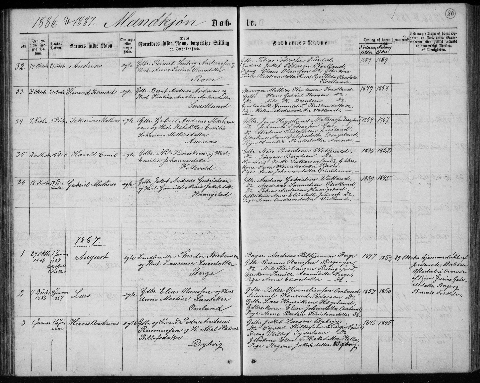 Lyngdal sokneprestkontor, SAK/1111-0029/F/Fb/Fbc/L0004: Parish register (copy) no. B 4, 1878-1896, p. 80