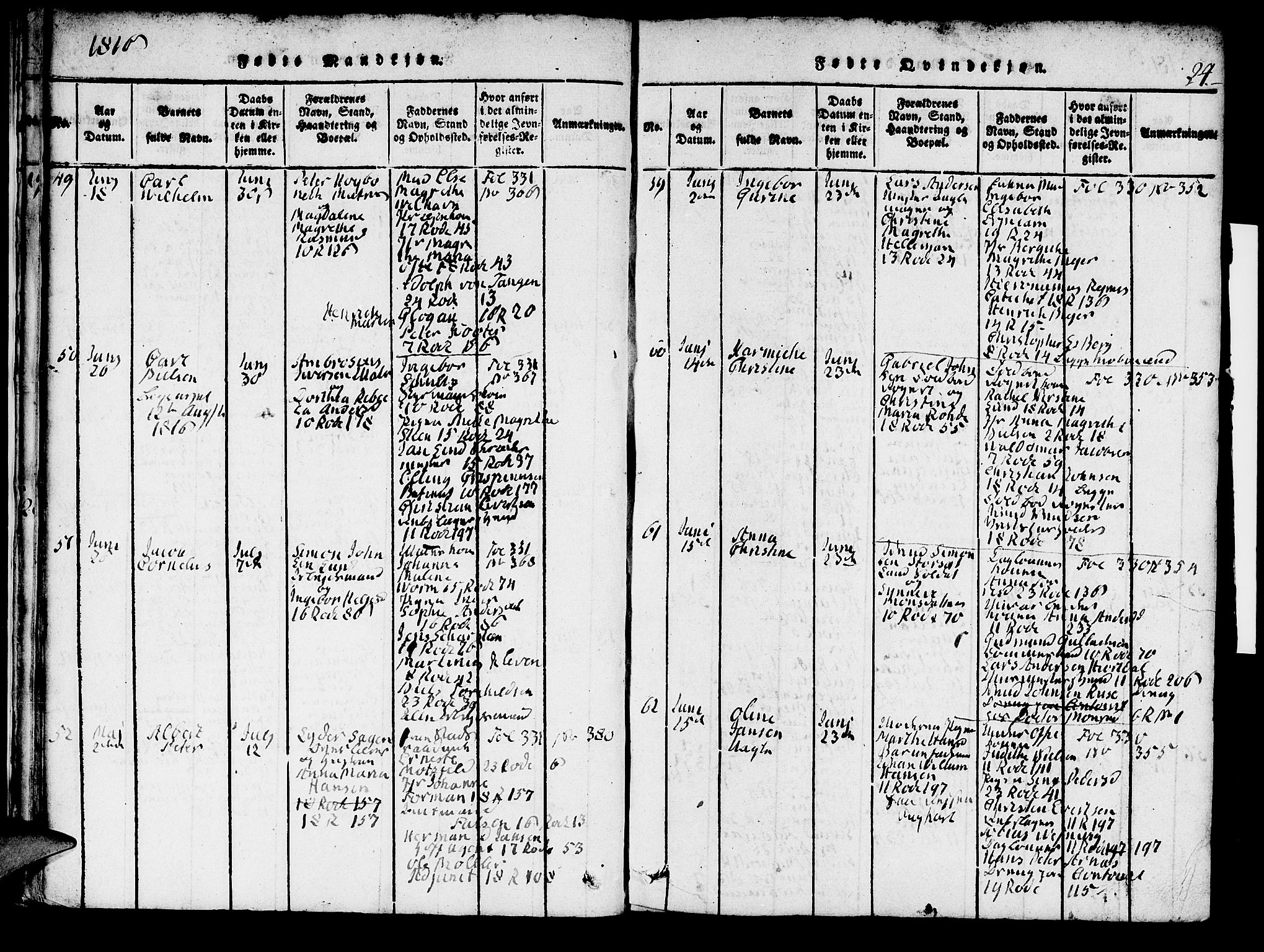Domkirken sokneprestembete, SAB/A-74801/H/Hab/L0001: Parish register (copy) no. A 1, 1816-1821, p. 24