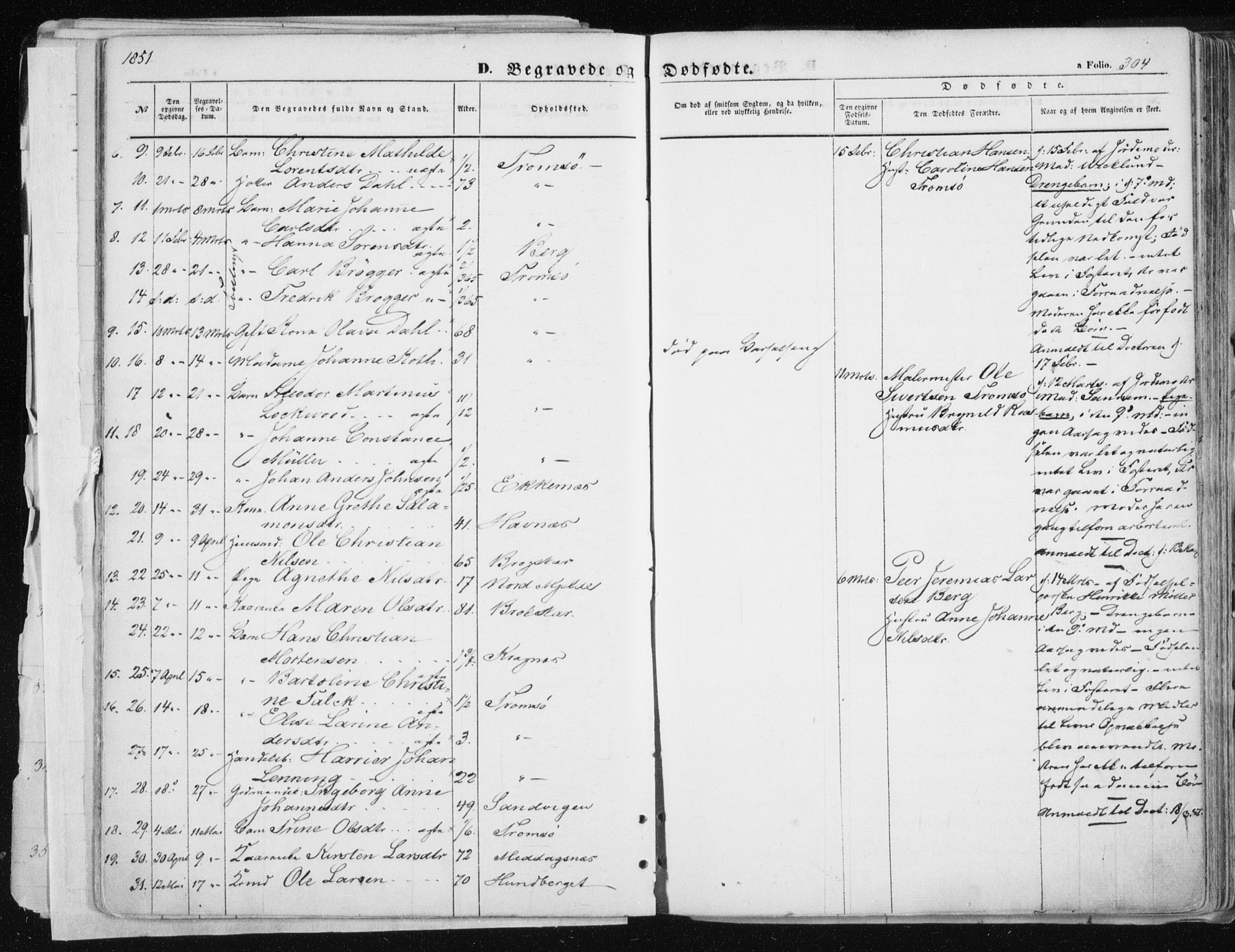 Tromsø sokneprestkontor/stiftsprosti/domprosti, SATØ/S-1343/G/Ga/L0010kirke: Parish register (official) no. 10, 1848-1855, p. 304