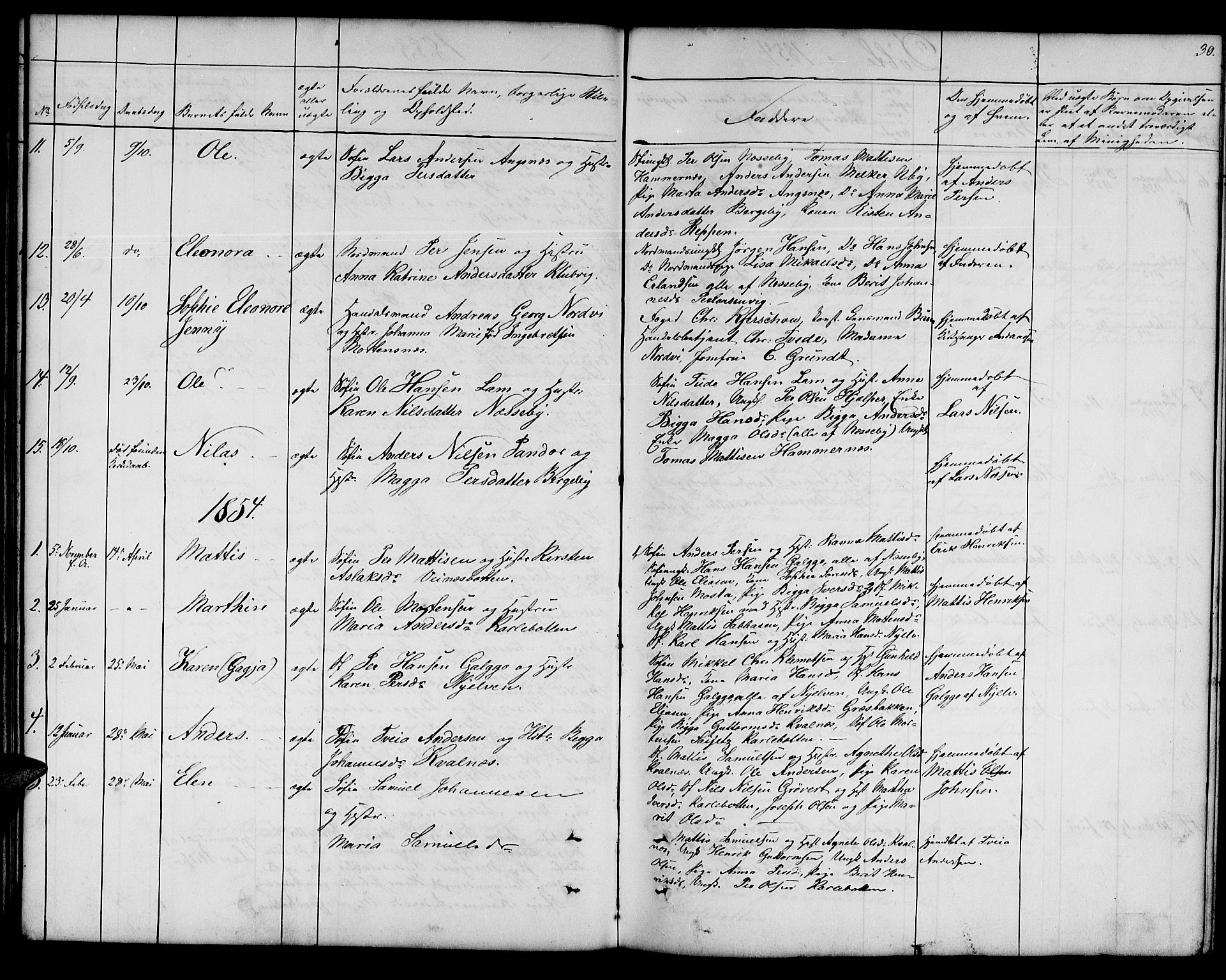 Nesseby sokneprestkontor, SATØ/S-1330/H/Hb/L0001klokker: Parish register (copy) no. 1, 1844-1861, p. 30