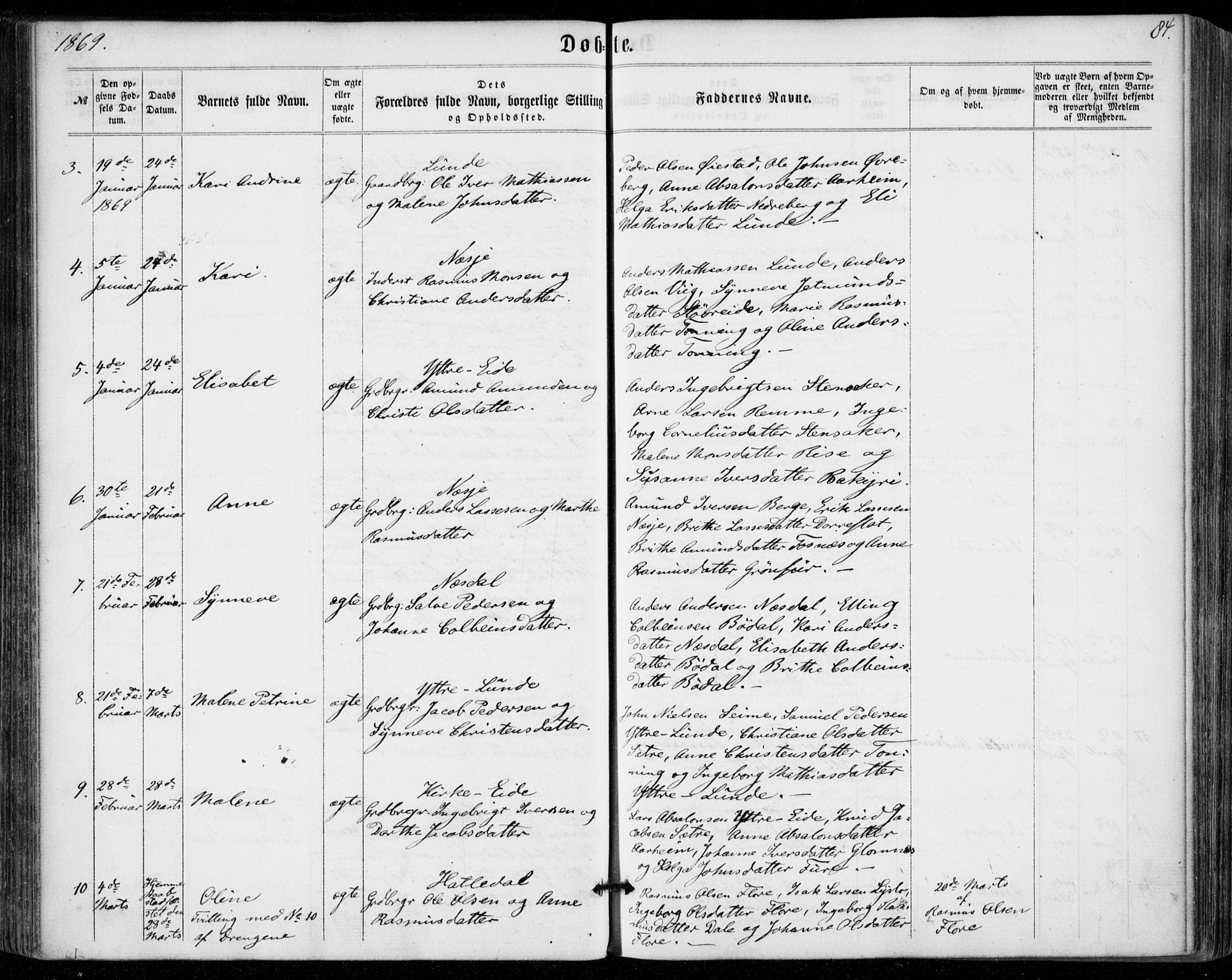 Stryn Sokneprestembete, AV/SAB-A-82501: Parish register (official) no. A 3, 1862-1877, p. 84