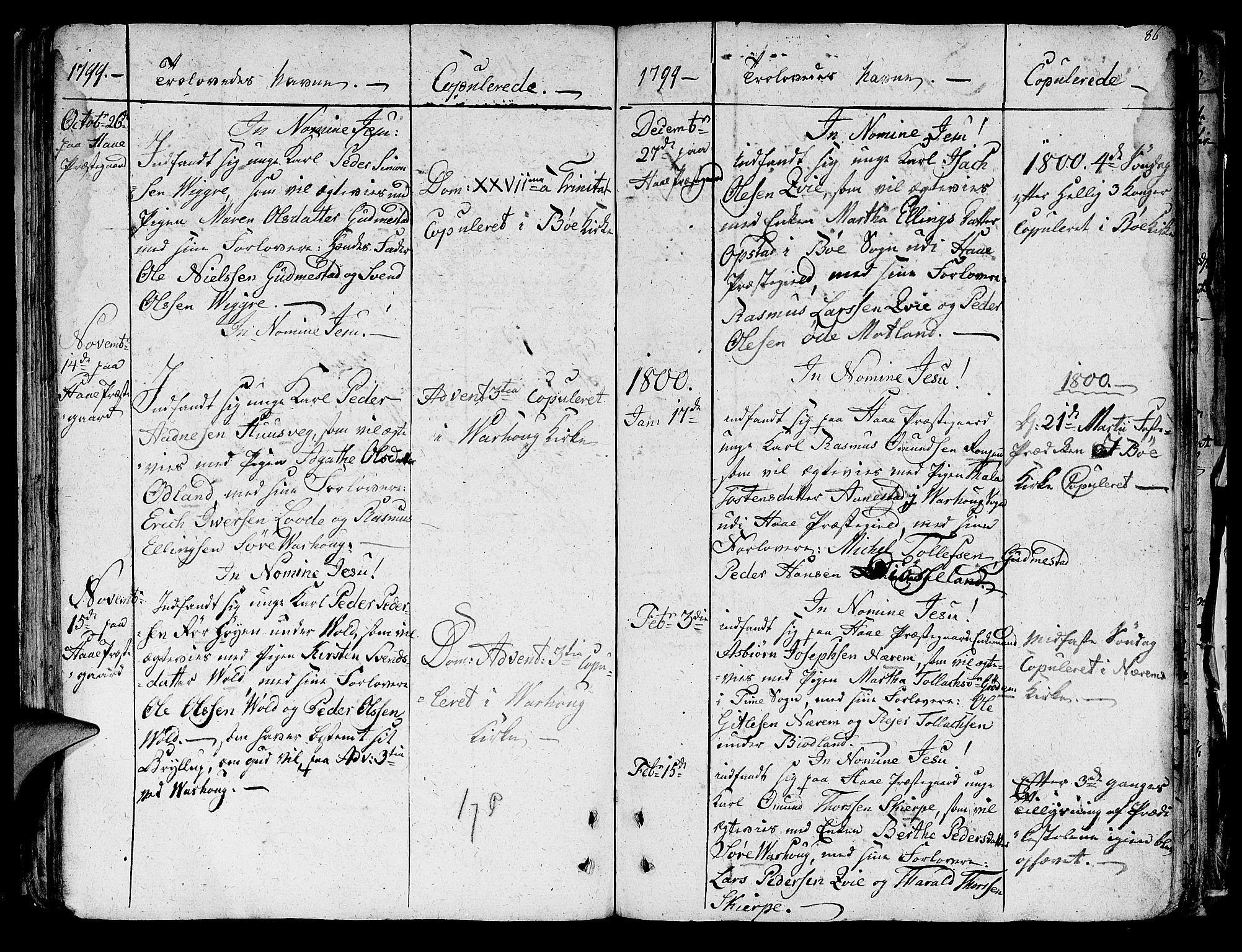 Hå sokneprestkontor, AV/SAST-A-101801/001/30BA/L0001: Parish register (official) no. A 1, 1787-1812, p. 86