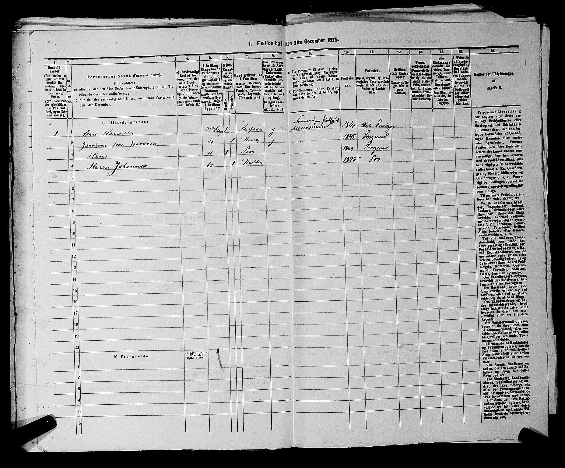 SAKO, 1875 census for 0805P Porsgrunn, 1875, p. 364