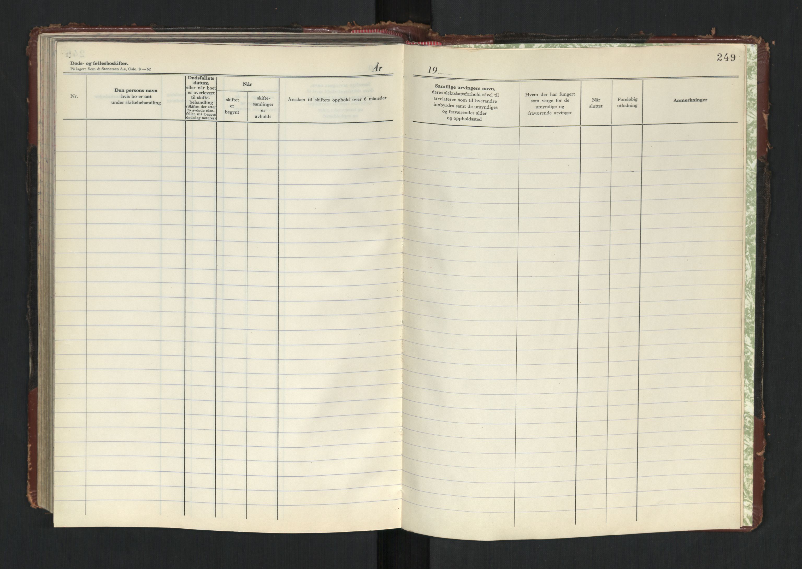 Oslo skifterett, AV/SAO-A-10383/F/Fb/Fbb/Fbbd/L0004: Skiftelister for sluttede bo - avd. III, 1968-1970, p. 249