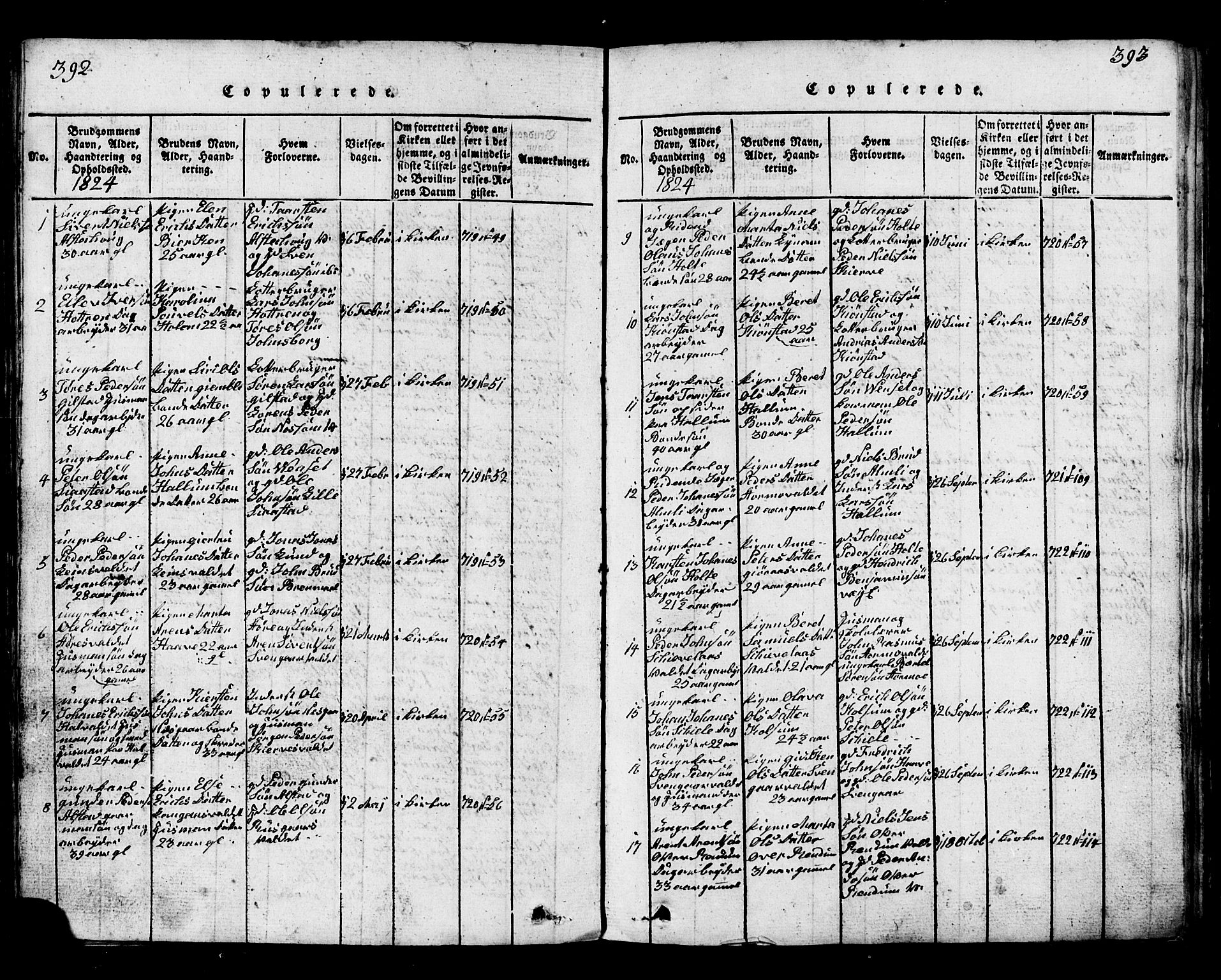 Ministerialprotokoller, klokkerbøker og fødselsregistre - Nord-Trøndelag, AV/SAT-A-1458/717/L0169: Parish register (copy) no. 717C01, 1816-1834, p. 392-393