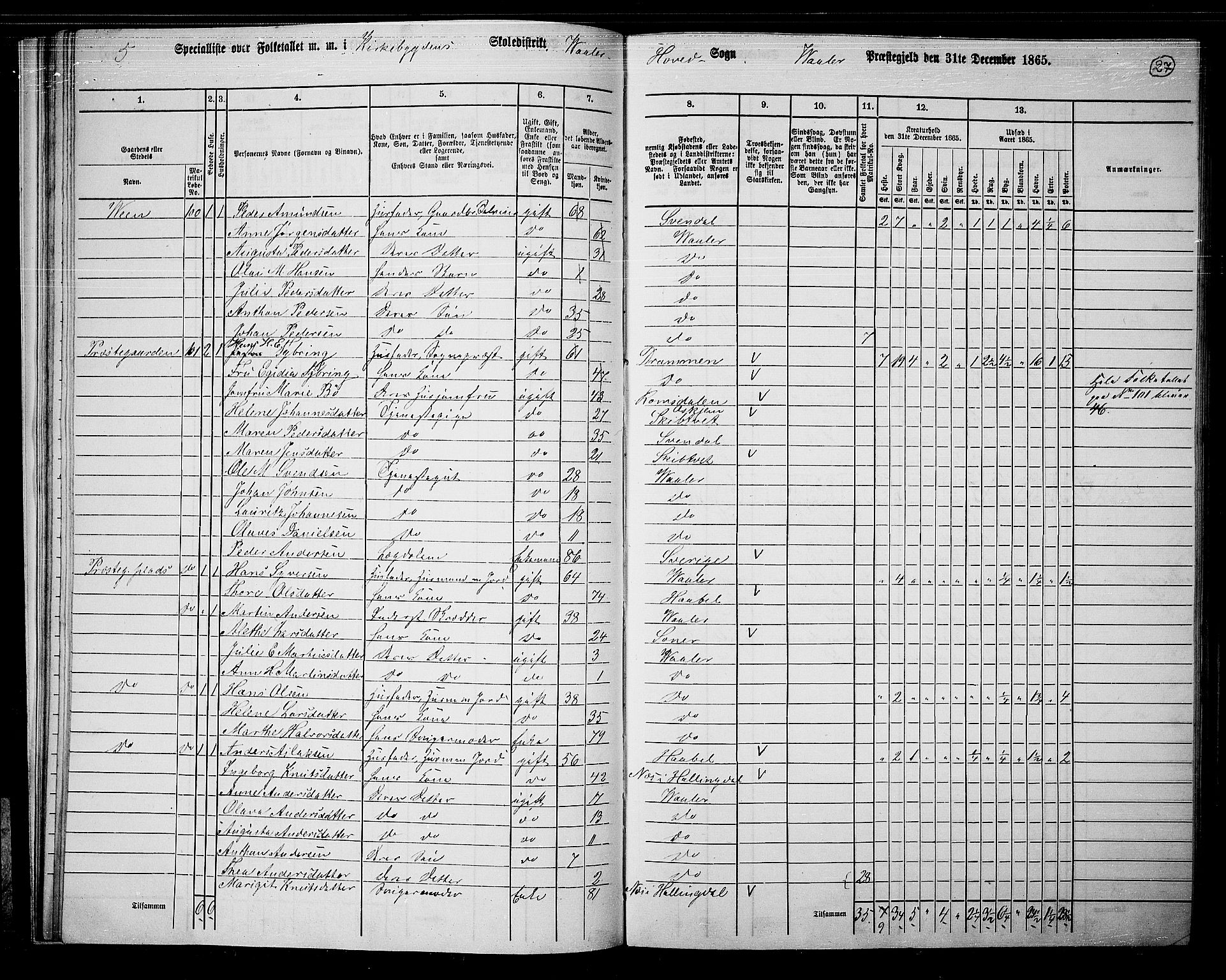 RA, 1865 census for Våler, 1865, p. 28