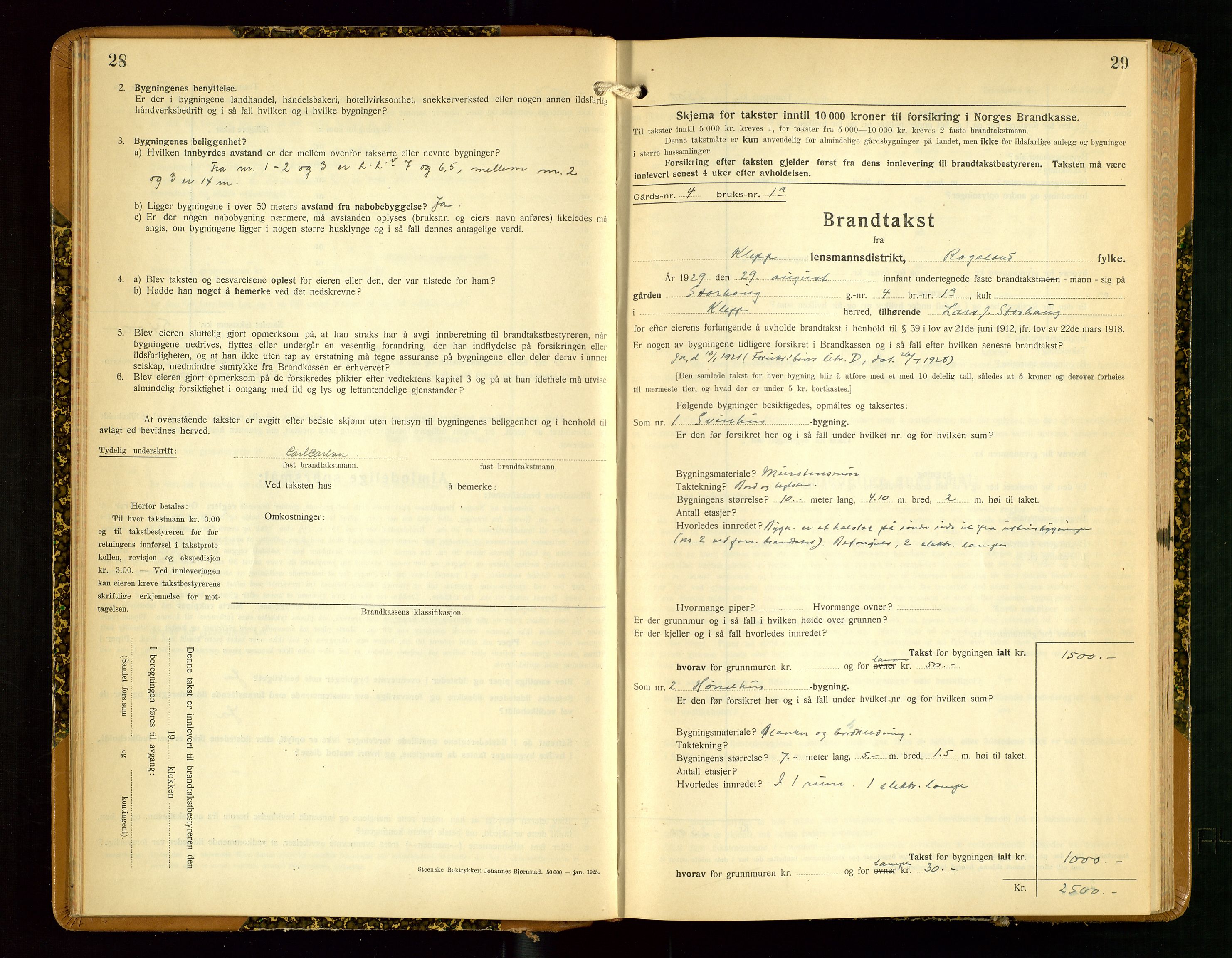 Klepp lensmannskontor, AV/SAST-A-100163/Goc/L0012: "Brandtakstprotokoll" m/register, 1929-1933, p. 28-29