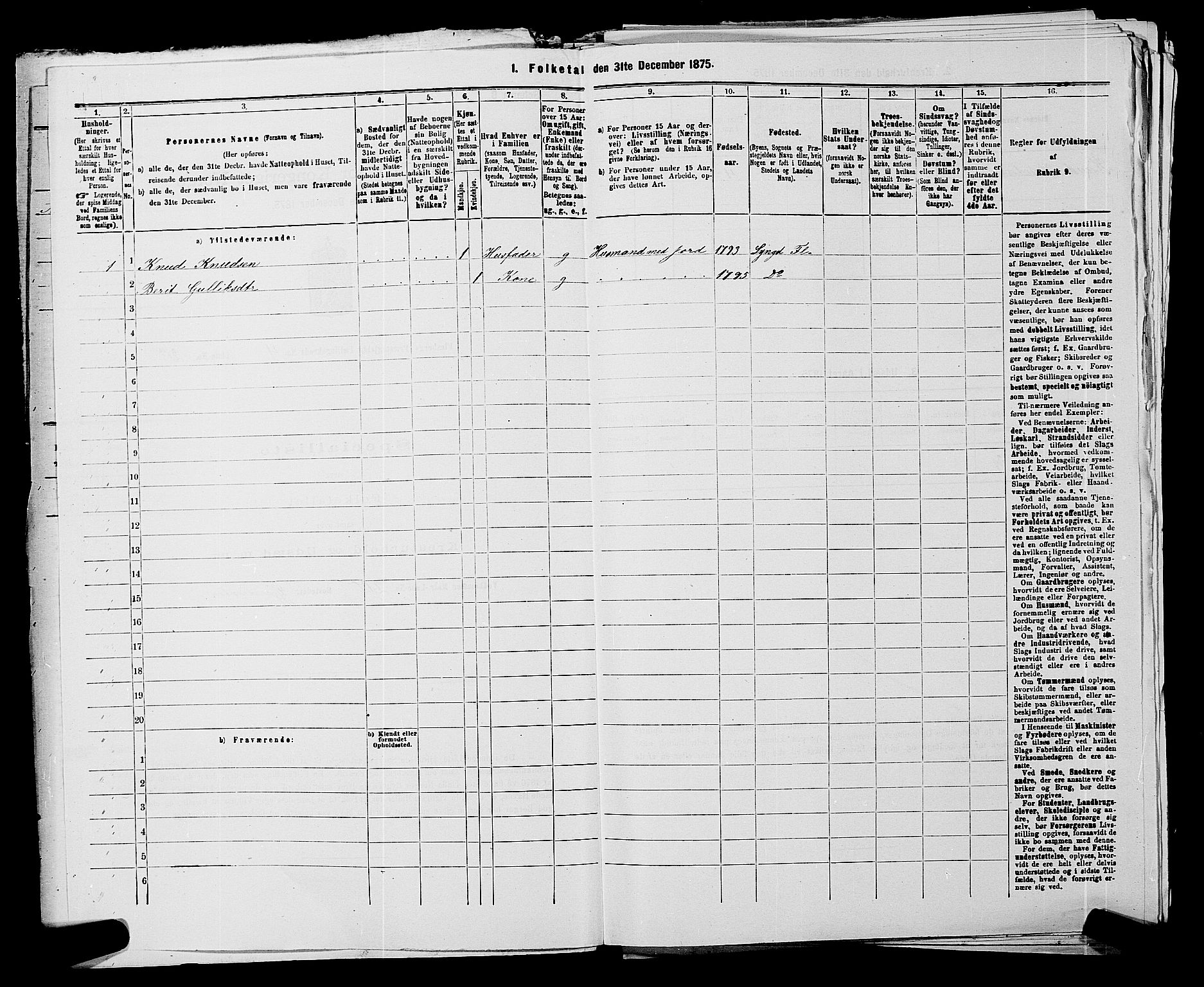 SAKO, 1875 census for 0631P Flesberg, 1875, p. 692