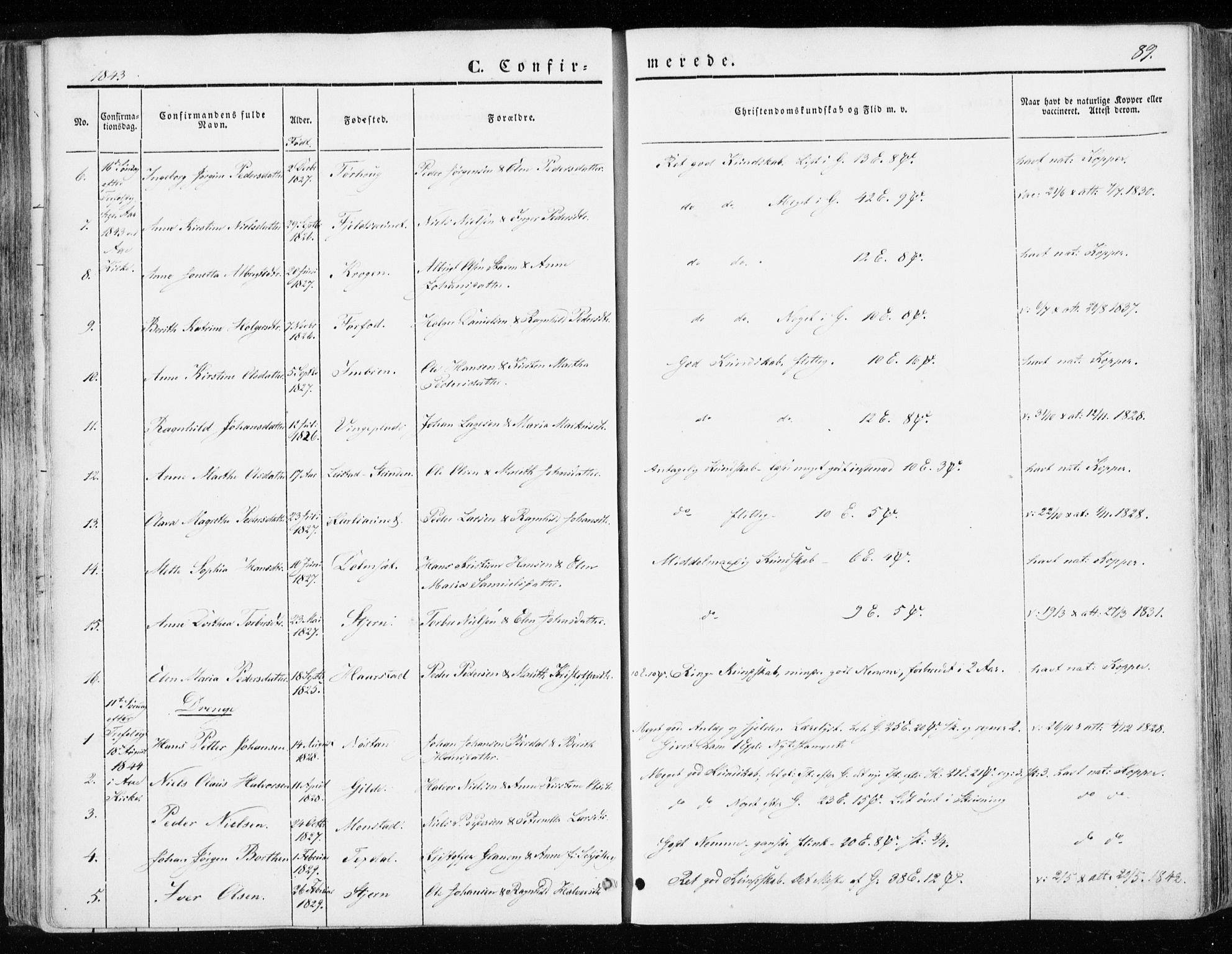 Ministerialprotokoller, klokkerbøker og fødselsregistre - Sør-Trøndelag, SAT/A-1456/655/L0677: Parish register (official) no. 655A06, 1847-1860, p. 89