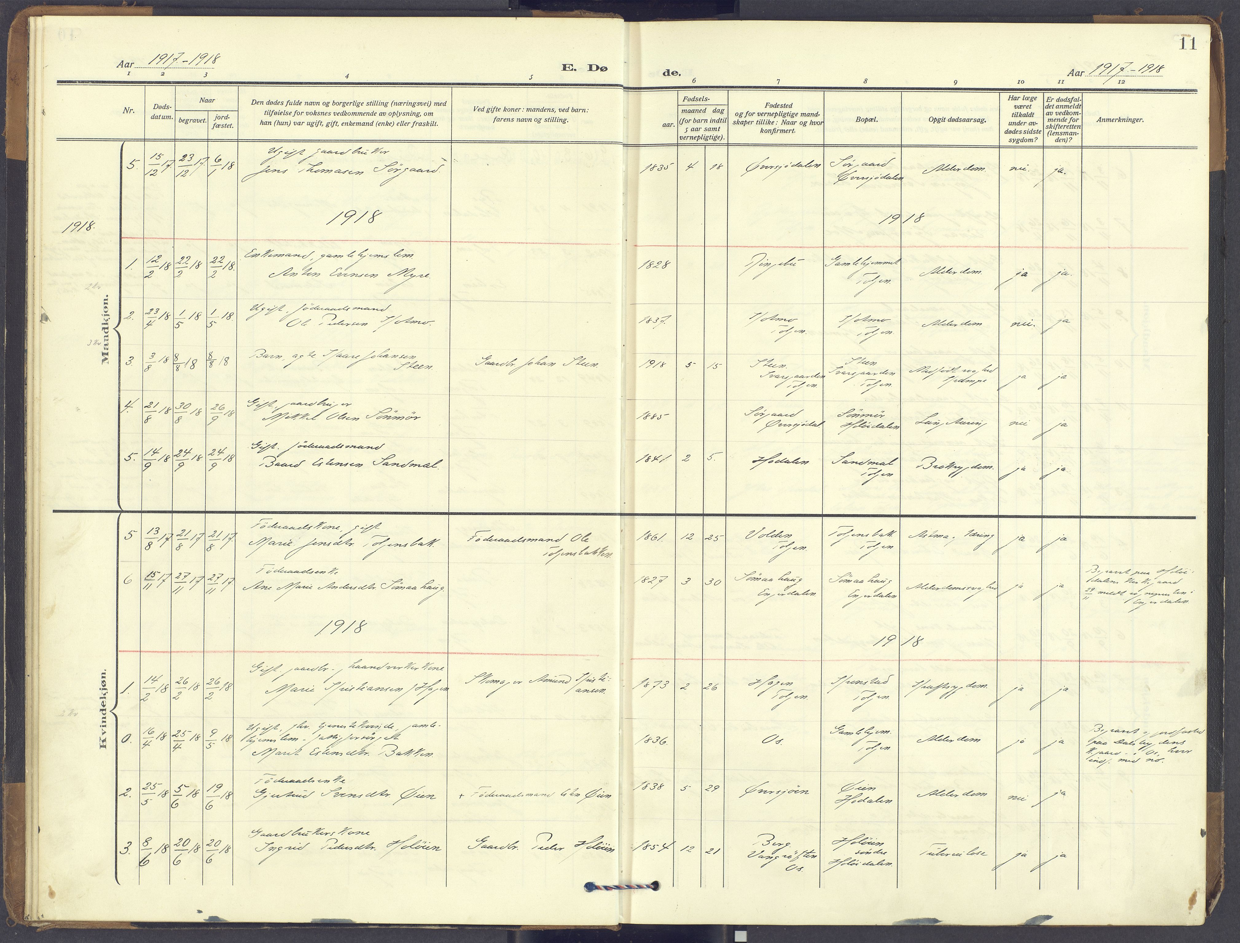 Tolga prestekontor, AV/SAH-PREST-062/K/L0018: Parish register (official) no. 18, 1911-1989, p. 11