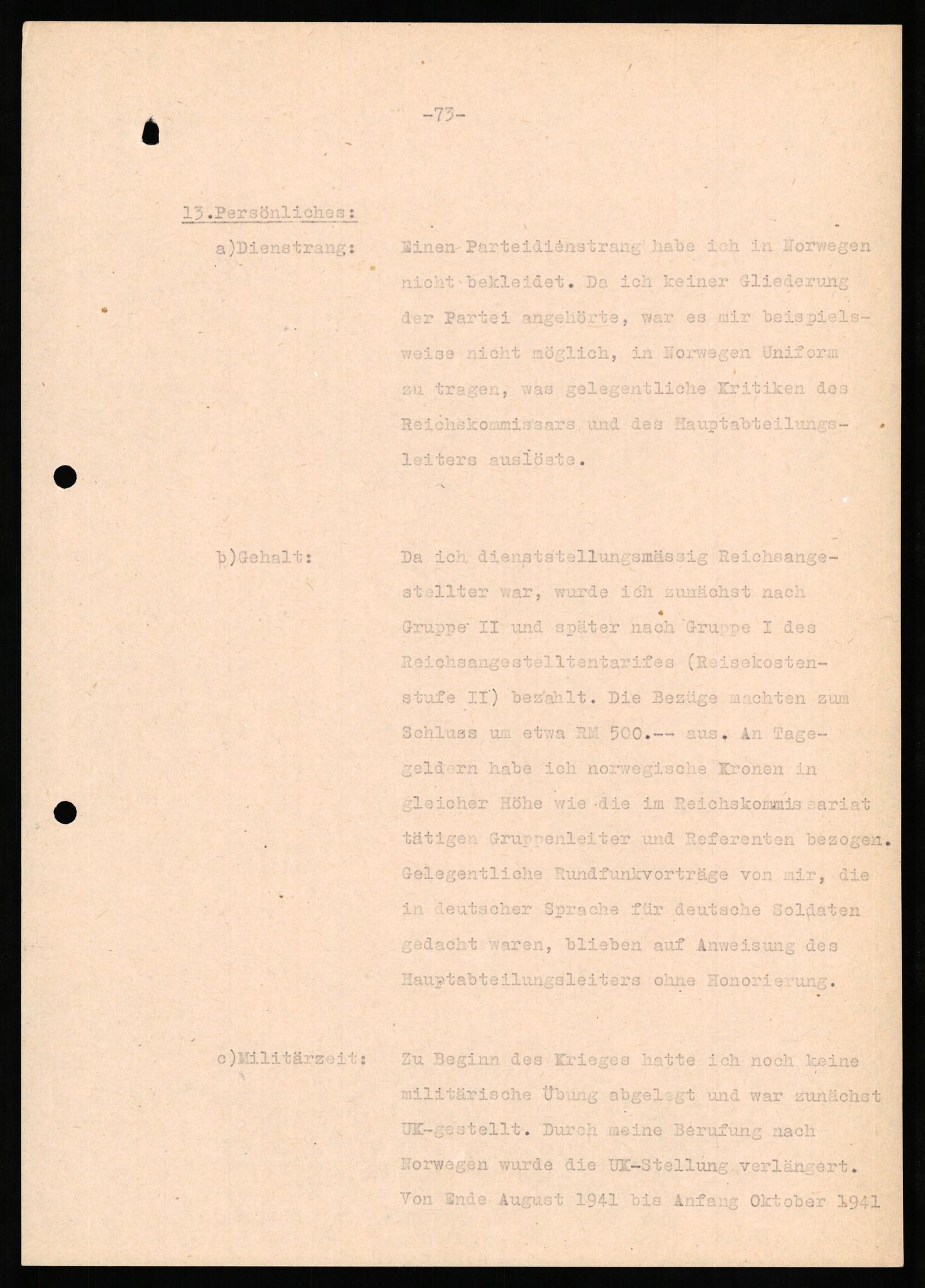 Forsvaret, Forsvarets overkommando II, RA/RAFA-3915/D/Db/L0022: CI Questionaires. Tyske okkupasjonsstyrker i Norge. Tyskere., 1945-1946, p. 363