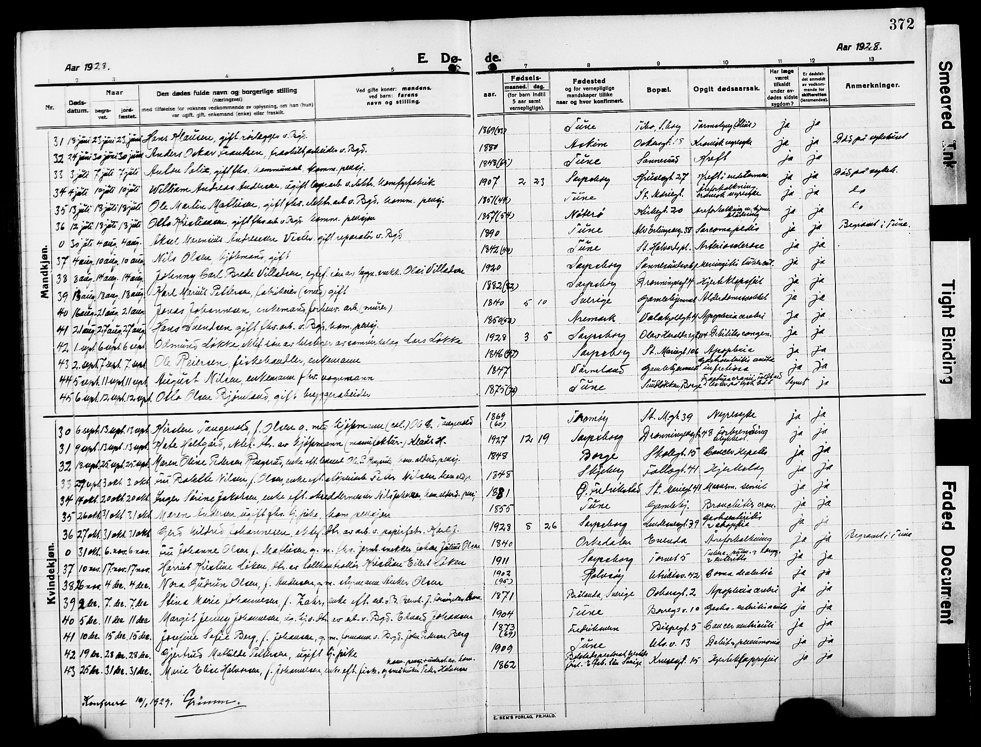 Sarpsborg prestekontor Kirkebøker, AV/SAO-A-2006/G/Ga/L0002: Parish register (copy) no. 2, 1912-1931, p. 372