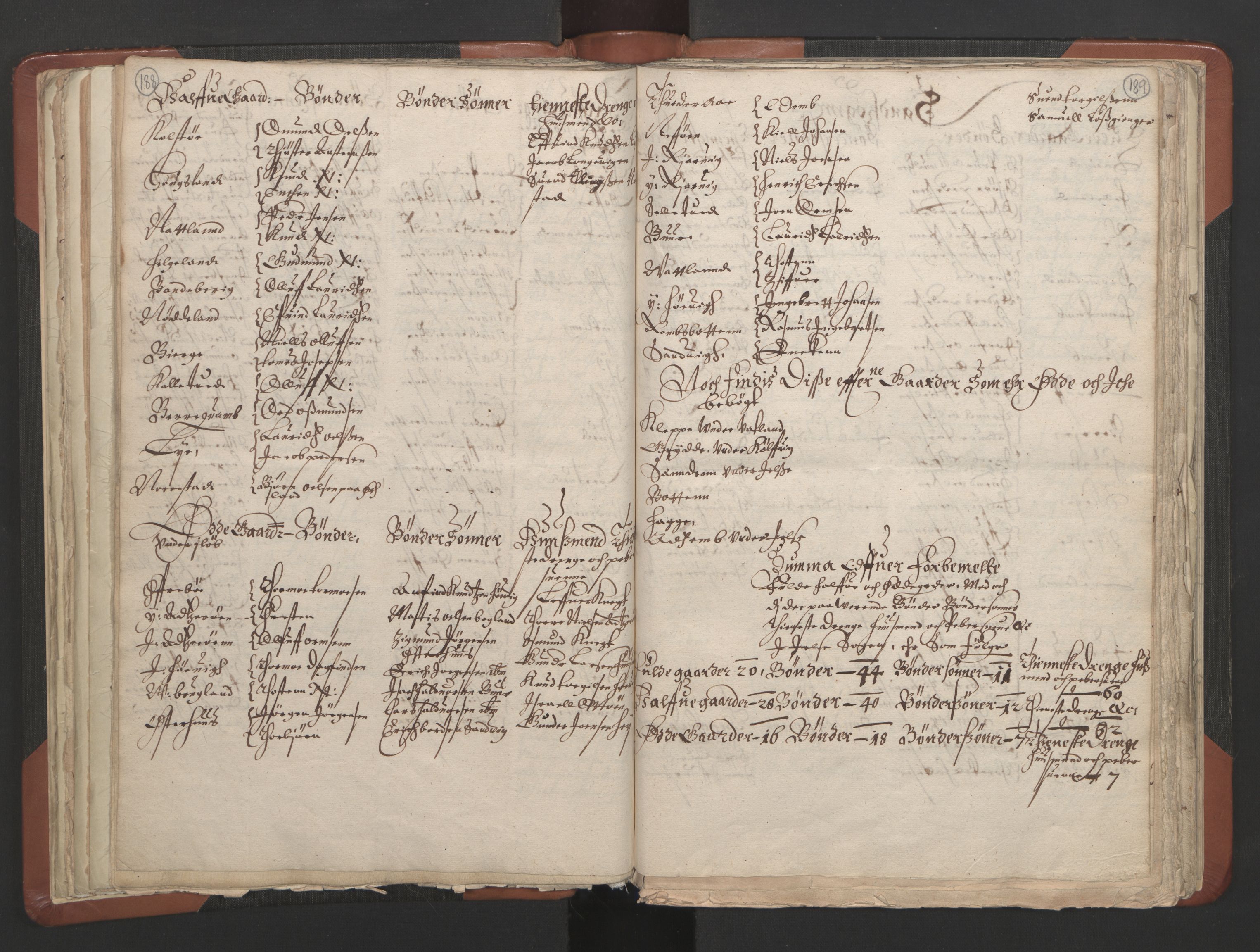 RA, Vicar's Census 1664-1666, no. 19: Ryfylke deanery, 1664-1666, p. 188-189