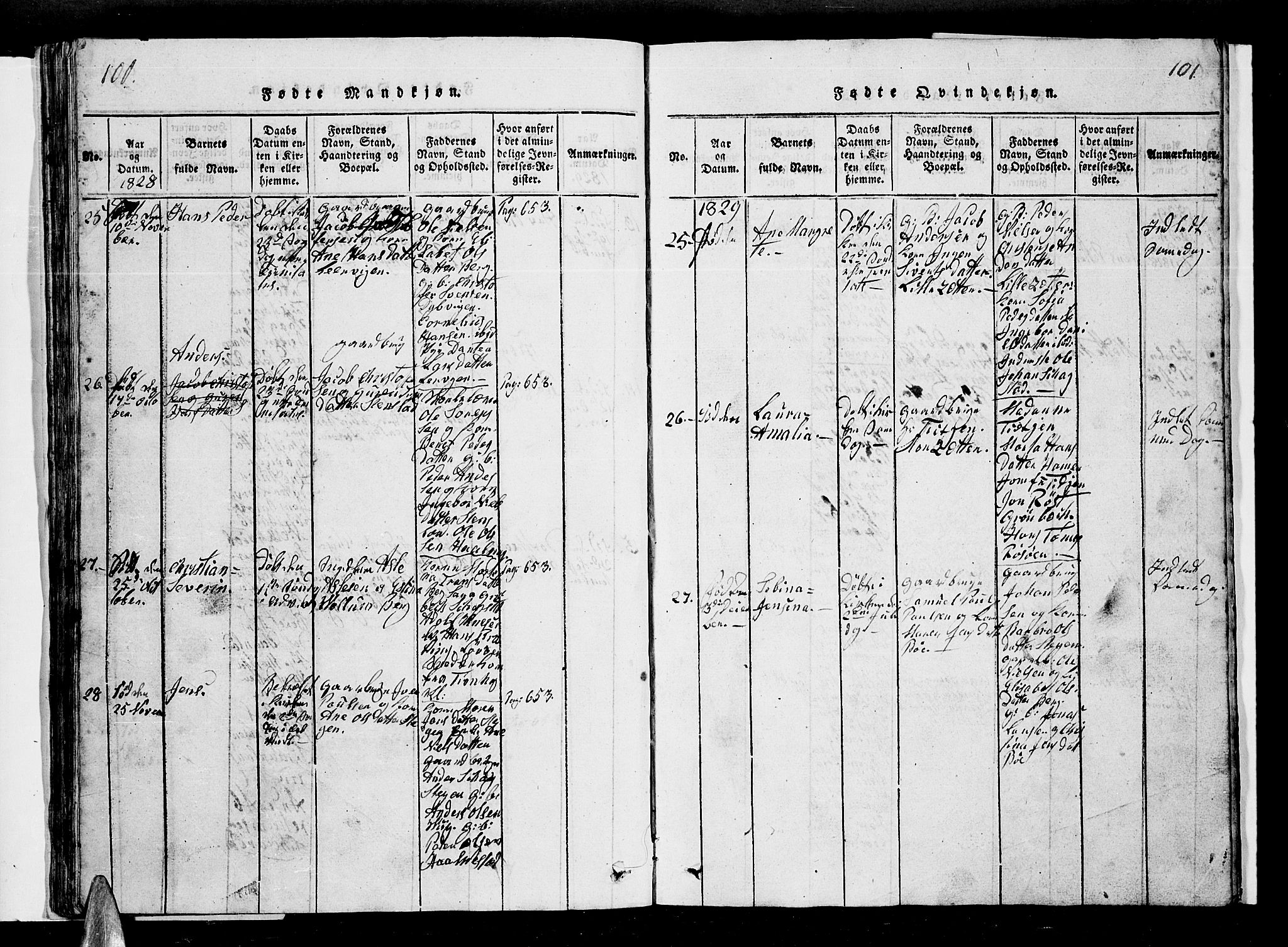 Ministerialprotokoller, klokkerbøker og fødselsregistre - Nordland, AV/SAT-A-1459/855/L0812: Parish register (copy) no. 855C01, 1821-1838, p. 100-101