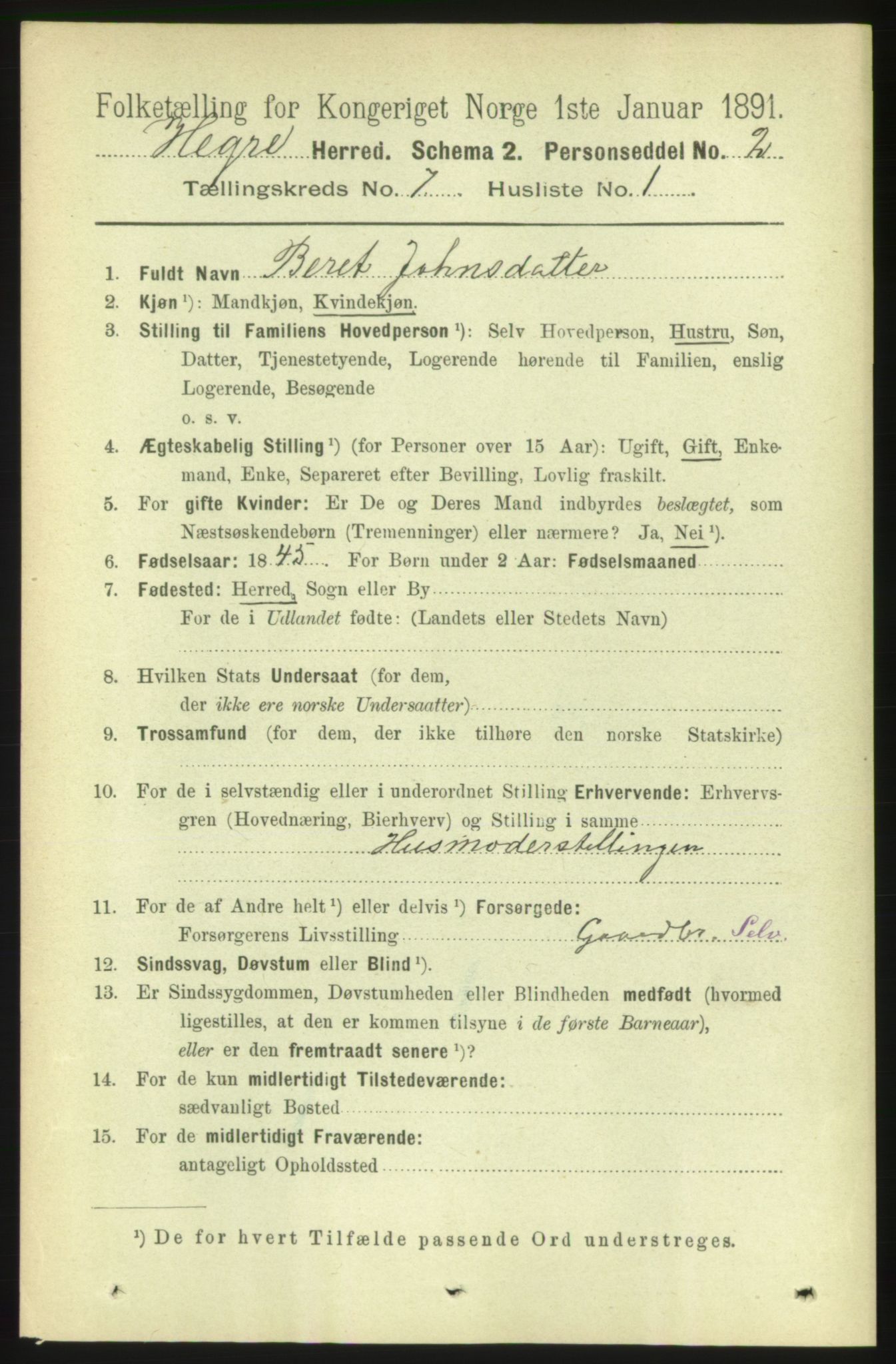 RA, 1891 census for 1712 Hegra, 1891, p. 2815