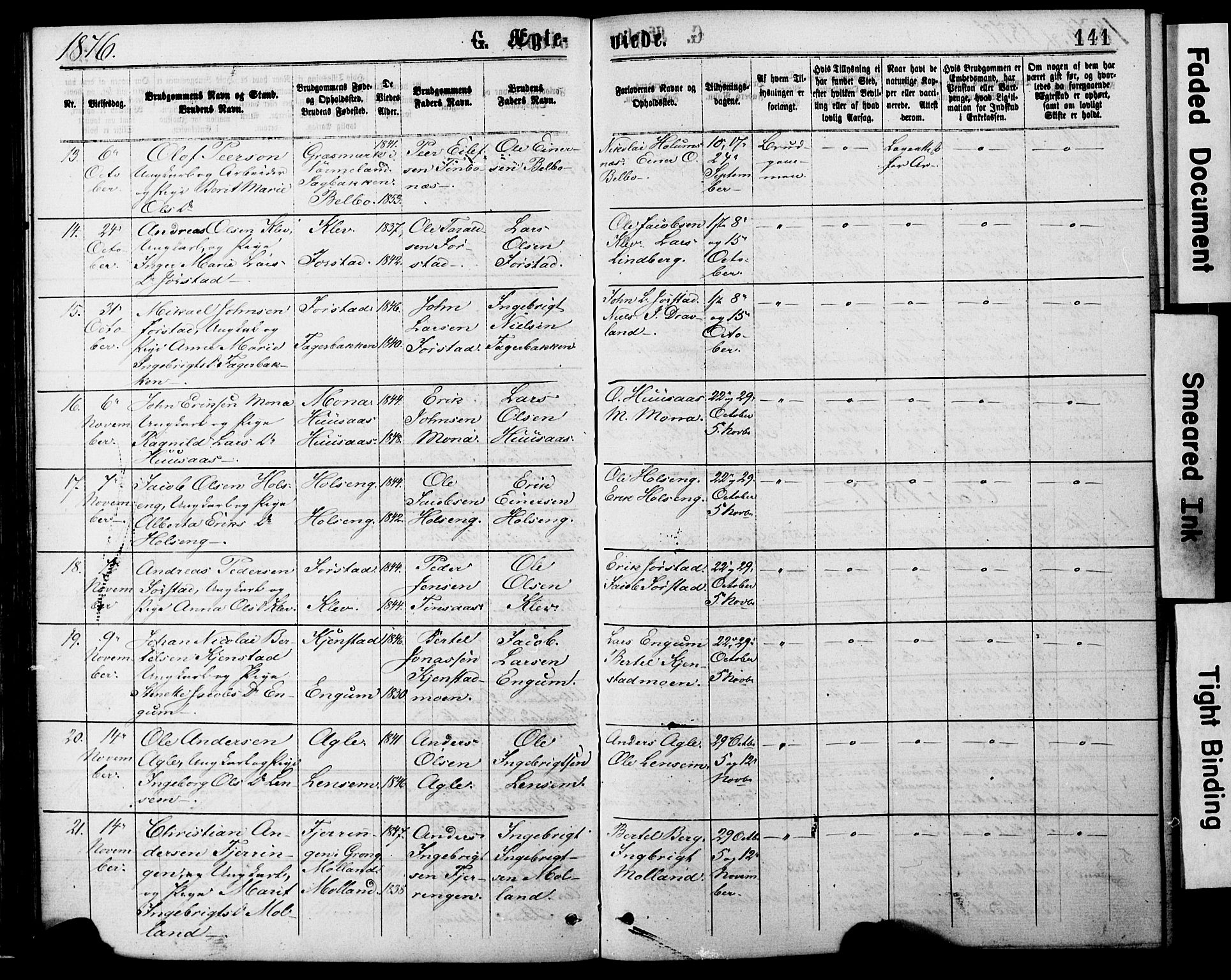 Ministerialprotokoller, klokkerbøker og fødselsregistre - Nord-Trøndelag, SAT/A-1458/749/L0473: Parish register (official) no. 749A07, 1873-1887, p. 141