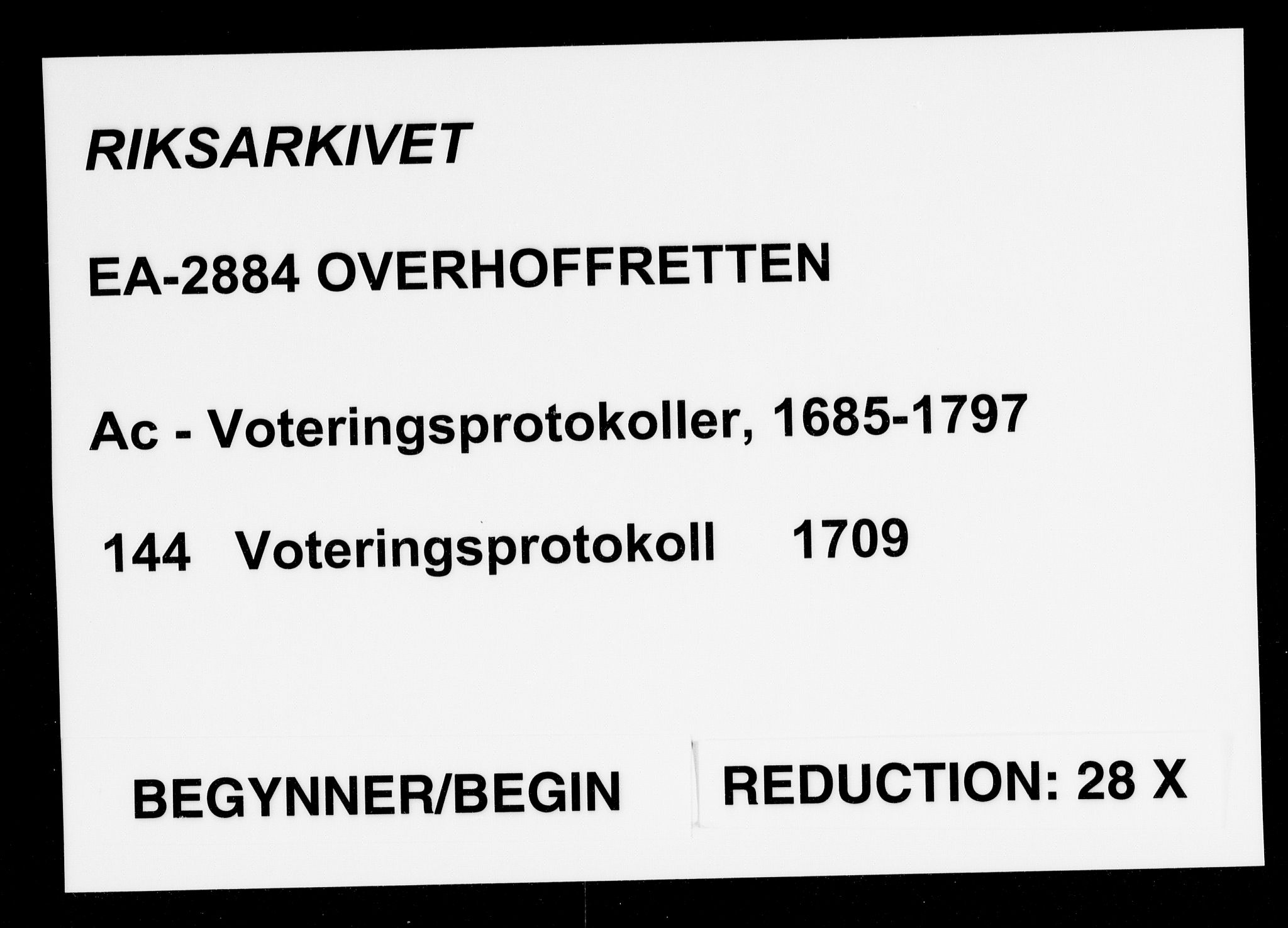 Overhoffretten 1667-1797, AV/RA-EA-2884/Ac/L0144: Voteringsprotokoll, 1709