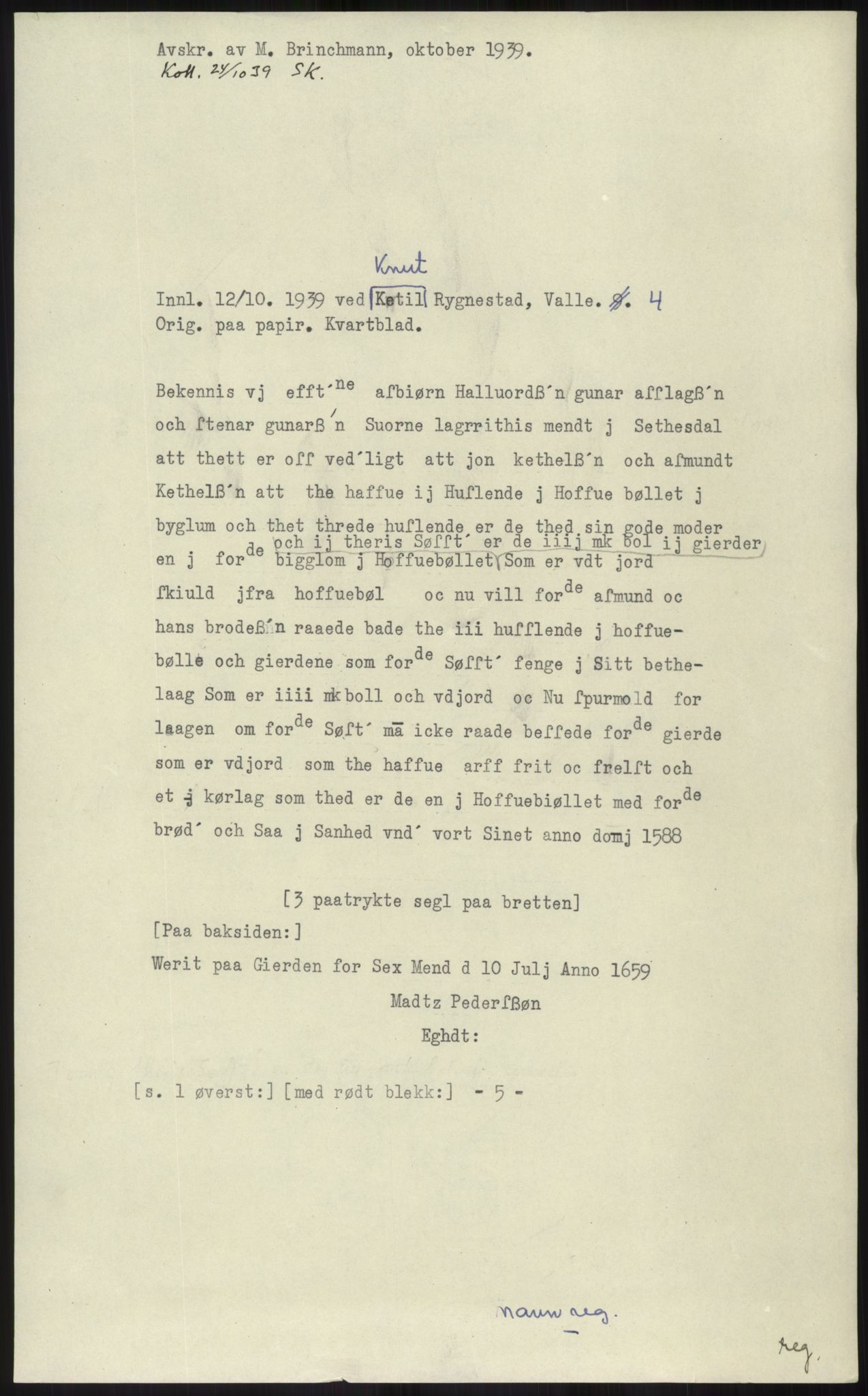 Samlinger til kildeutgivelse, Diplomavskriftsamlingen, AV/RA-EA-4053/H/Ha, p. 1516