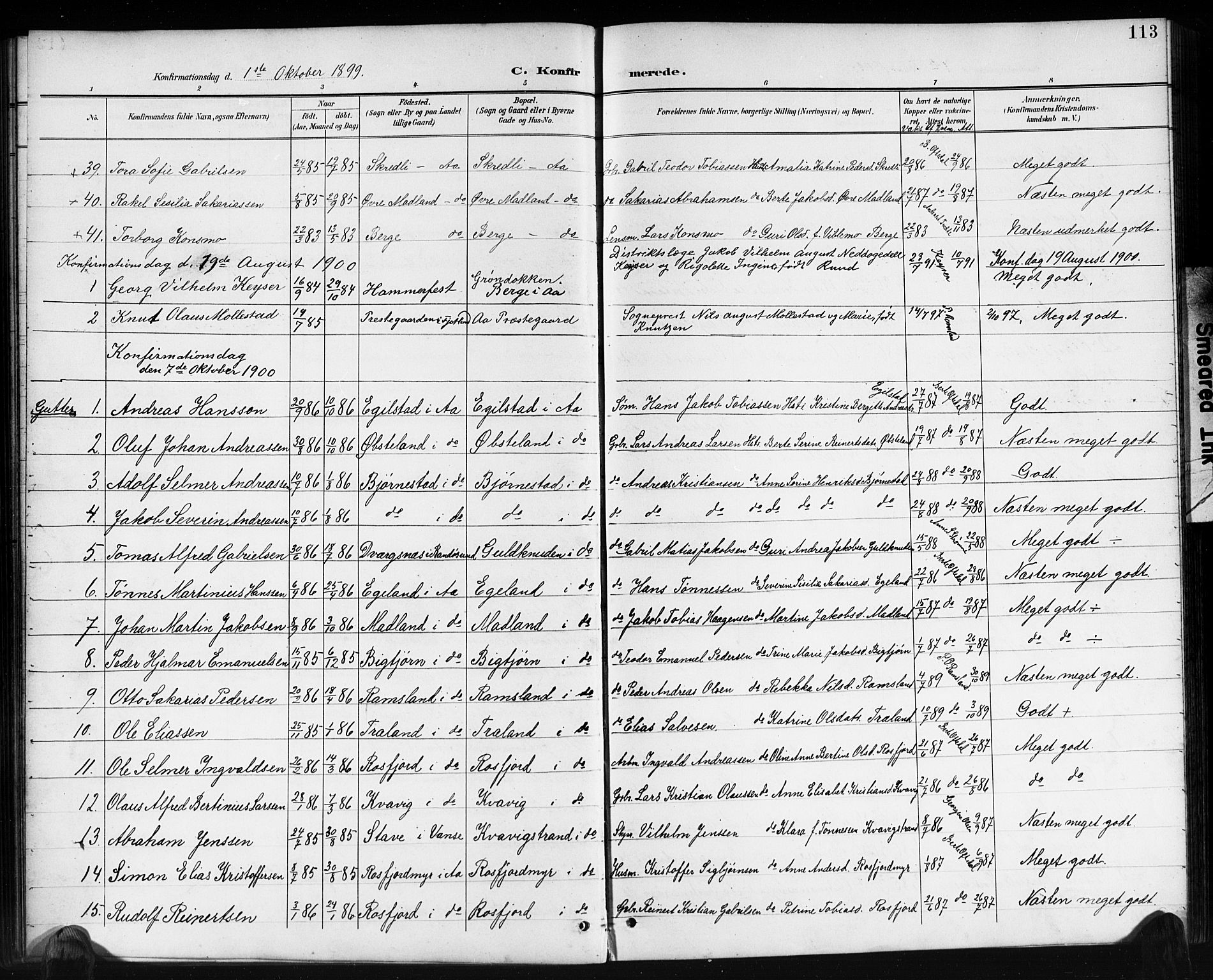 Lyngdal sokneprestkontor, AV/SAK-1111-0029/F/Fb/Fbc/L0005: Parish register (copy) no. B 5, 1897-1913, p. 113