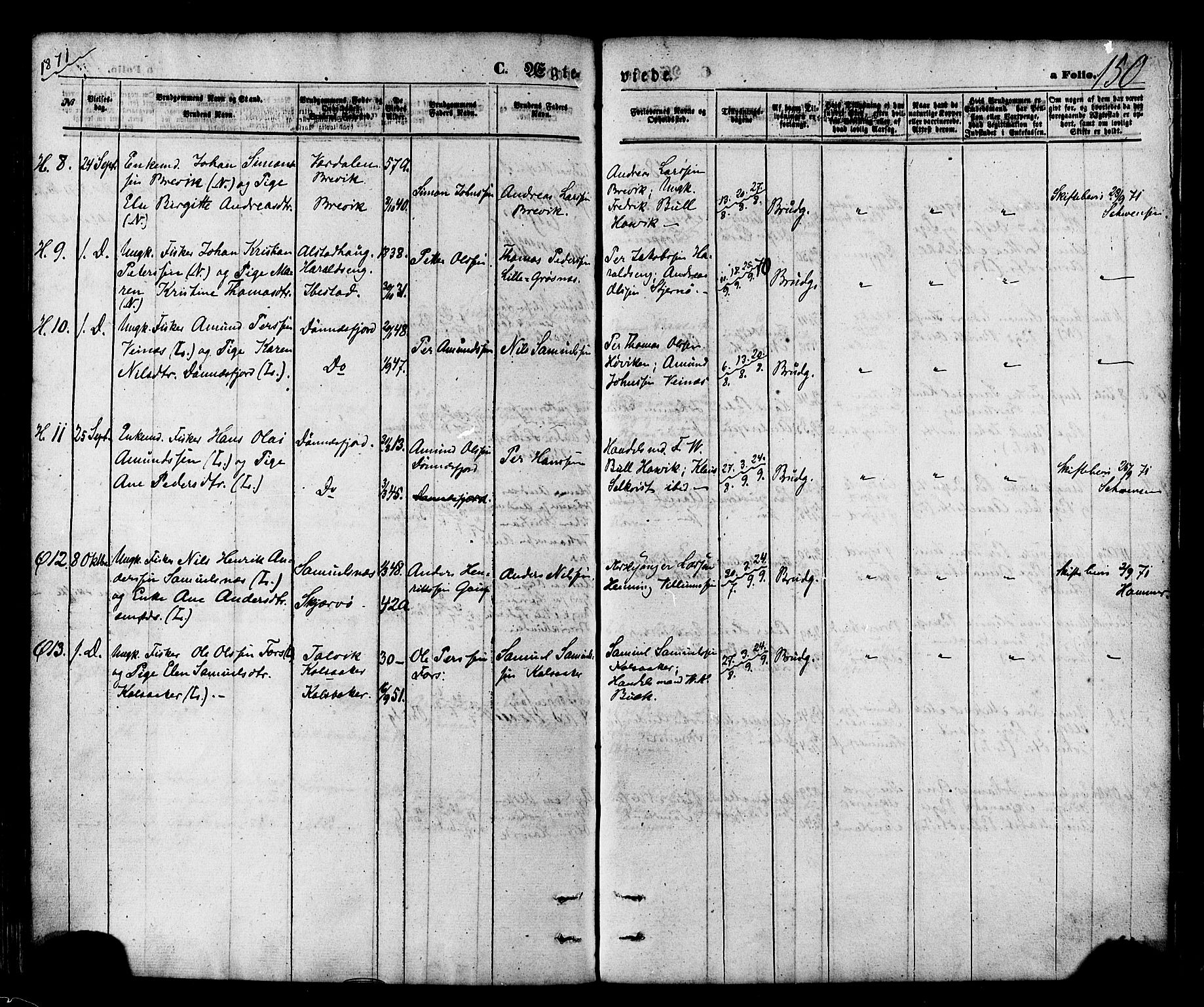 Loppa sokneprestkontor, AV/SATØ-S-1339/H/Ha/L0005kirke: Parish register (official) no. 5, 1869-1878, p. 150