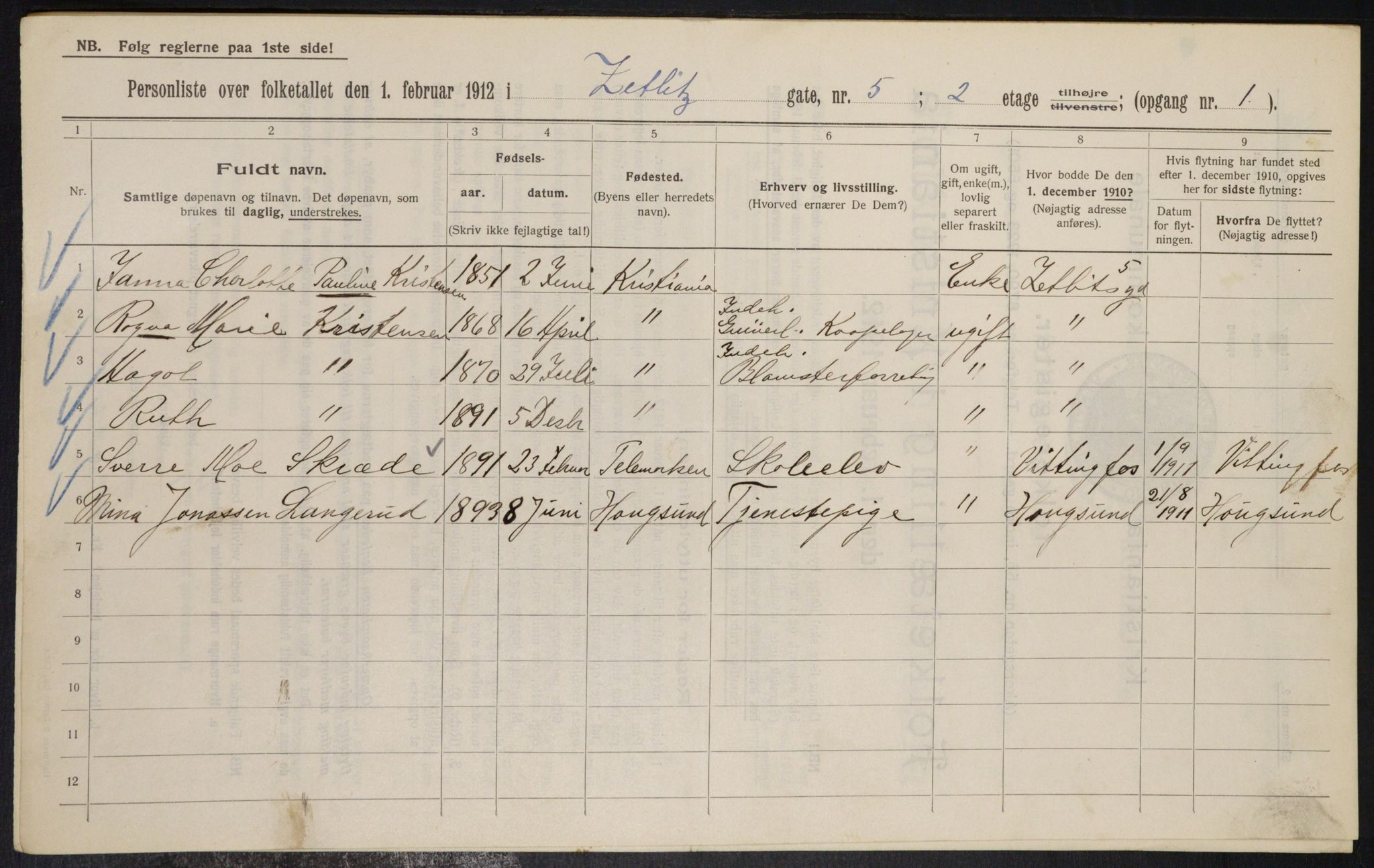 OBA, Municipal Census 1912 for Kristiania, 1912, p. 128667