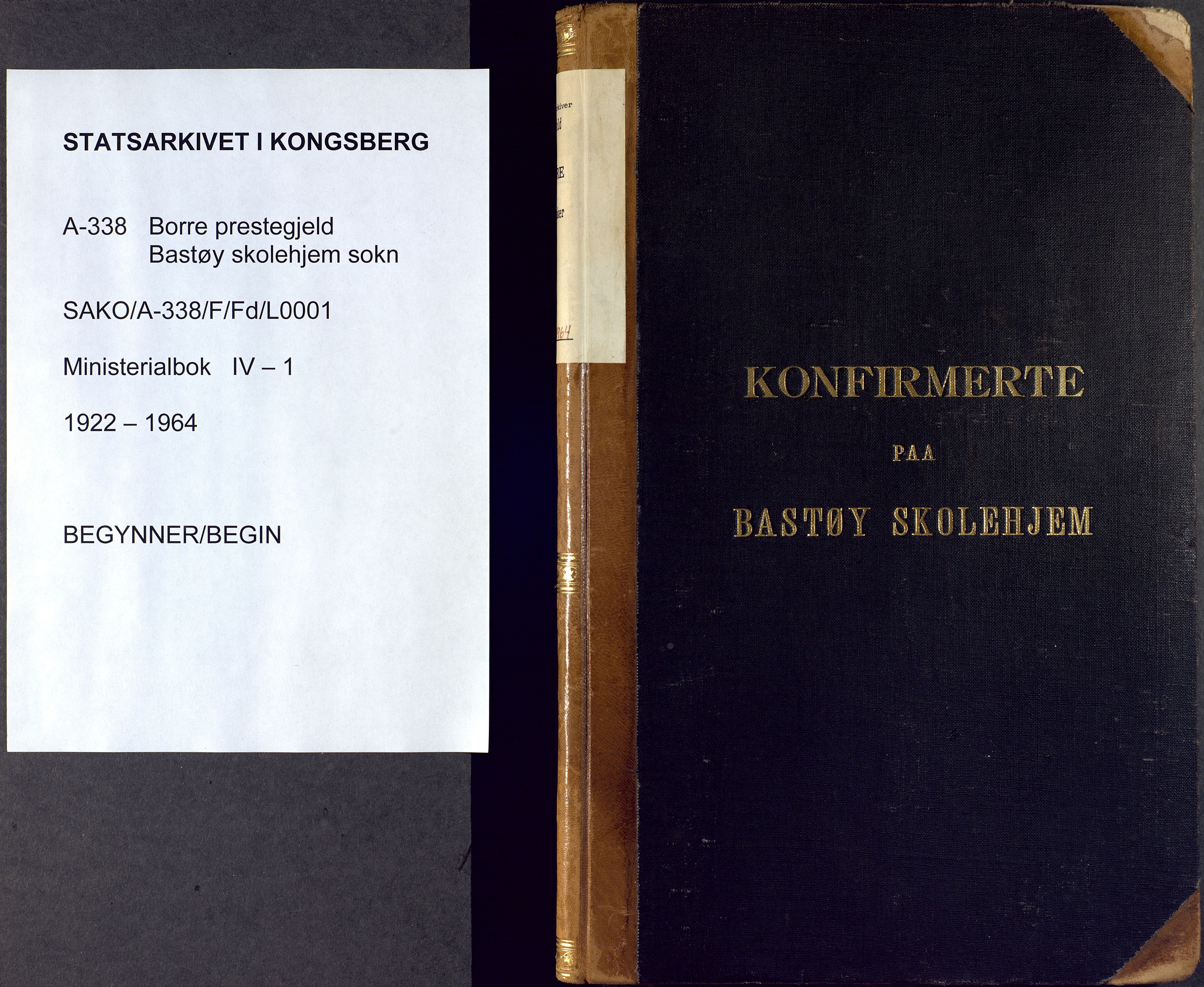 Borre kirkebøker, AV/SAKO-A-338/F/Fd/L0001: Parish register (official) no. IV 1, 1922-1964