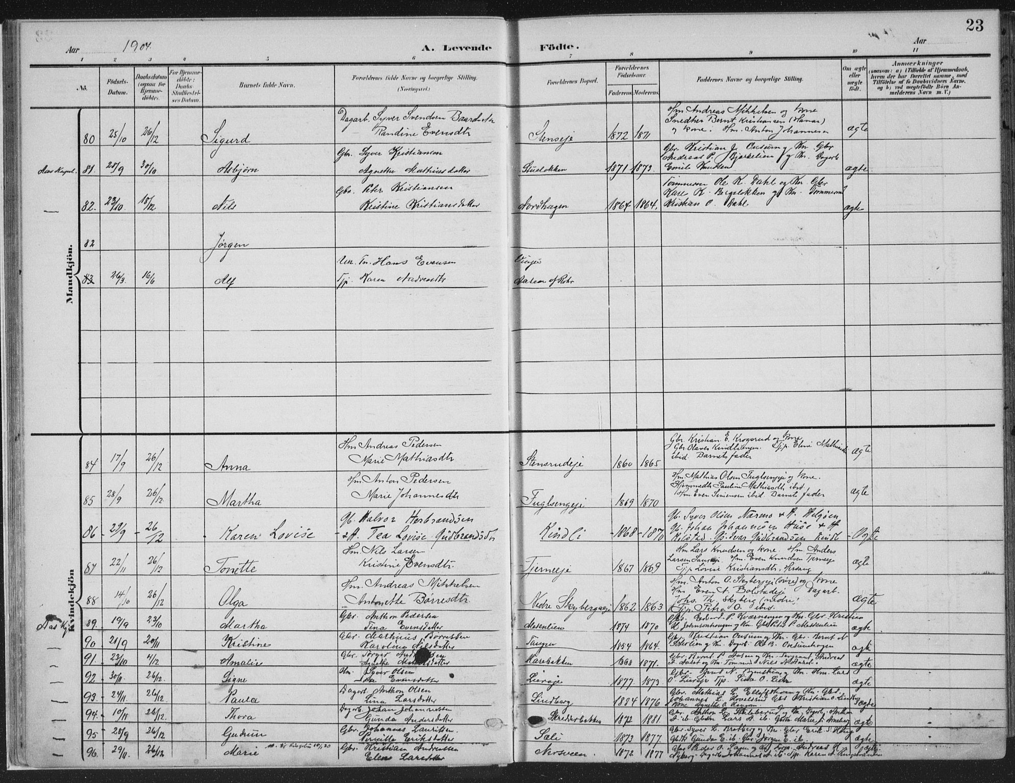 Ringsaker prestekontor, AV/SAH-PREST-014/K/Ka/L0018: Parish register (official) no. 18, 1903-1912, p. 23