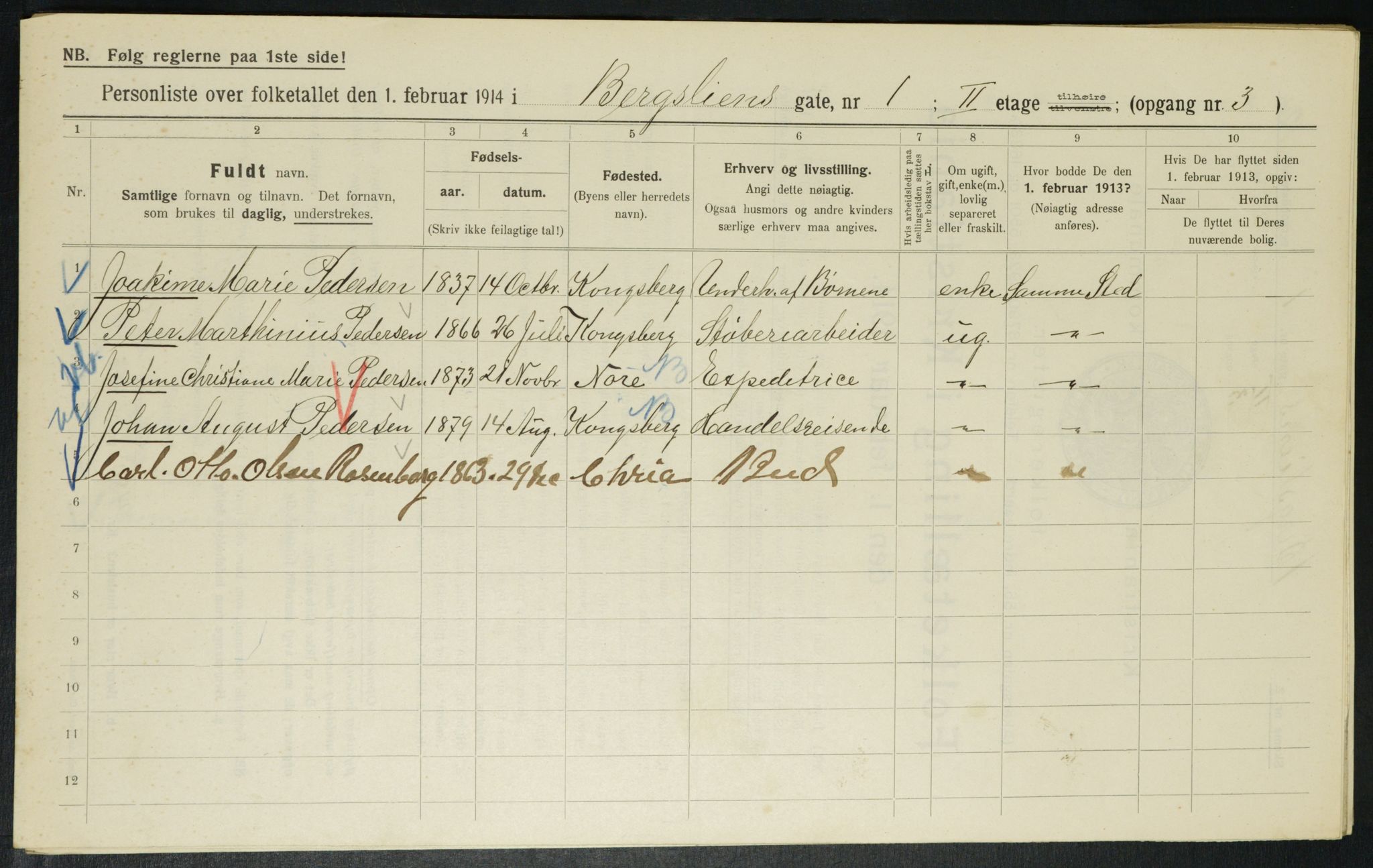 OBA, Municipal Census 1914 for Kristiania, 1914, p. 4018