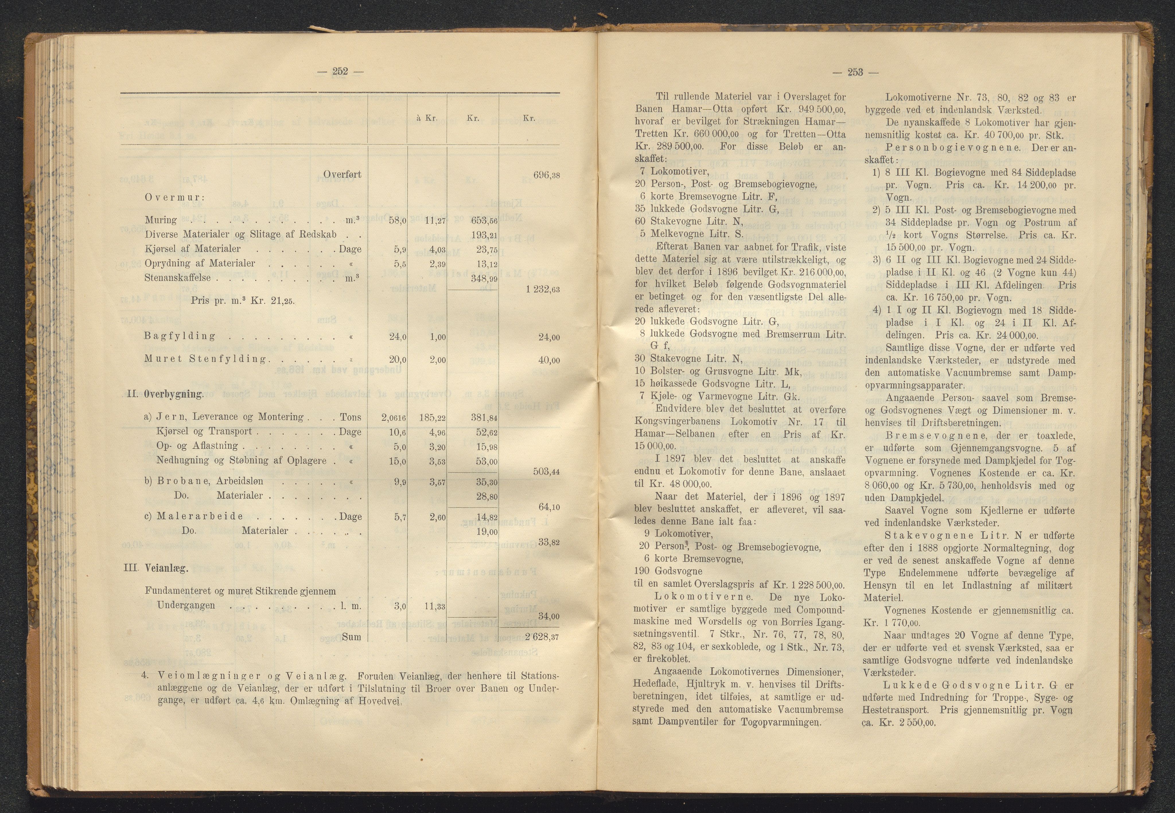 Norges Statsbaner Bibliotek (NSB), AV/SAKO-A-355/E/Ea/L0162/0001: Jernbanedrift (656.2) / Avslutningsrapport for jernbaneanlegg Eidanger - Brevik / Hamar - Sel / Kristiansand - Byglandsfjord / Kongsvinger - Flisa, 1899