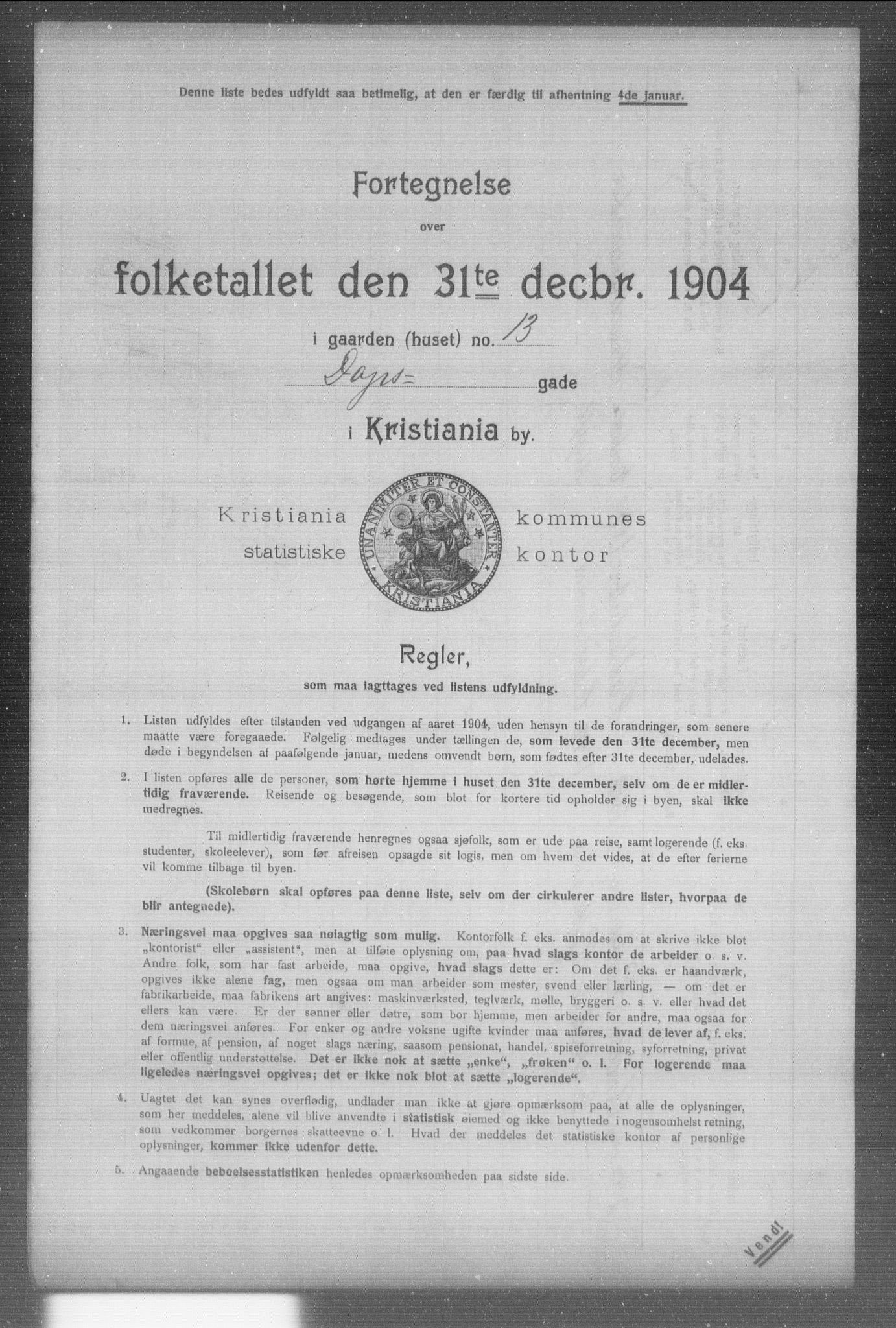 OBA, Municipal Census 1904 for Kristiania, 1904, p. 3210