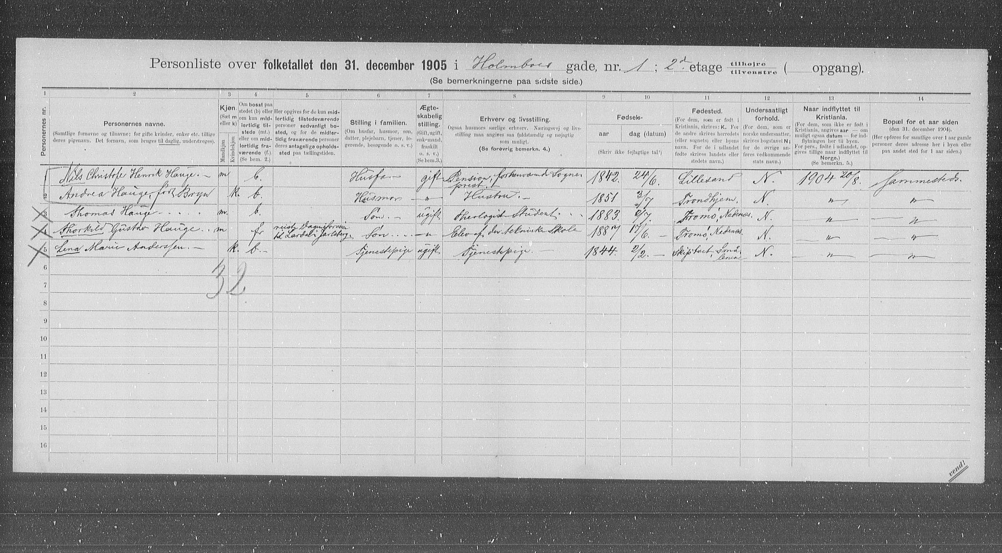 OBA, Municipal Census 1905 for Kristiania, 1905, p. 21189