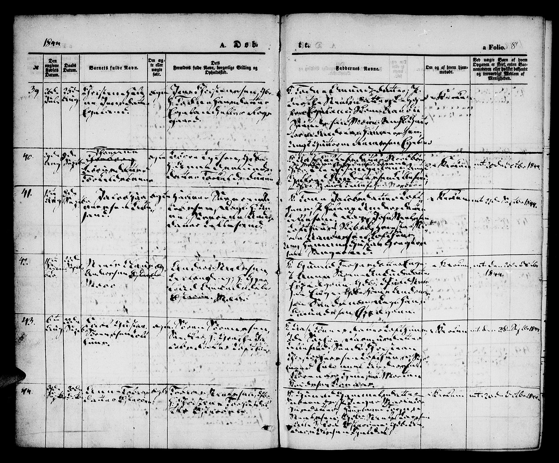 Vestre Moland sokneprestkontor, AV/SAK-1111-0046/F/Fa/Fab/L0005: Parish register (official) no. A 5, 1841-1849, p. 8