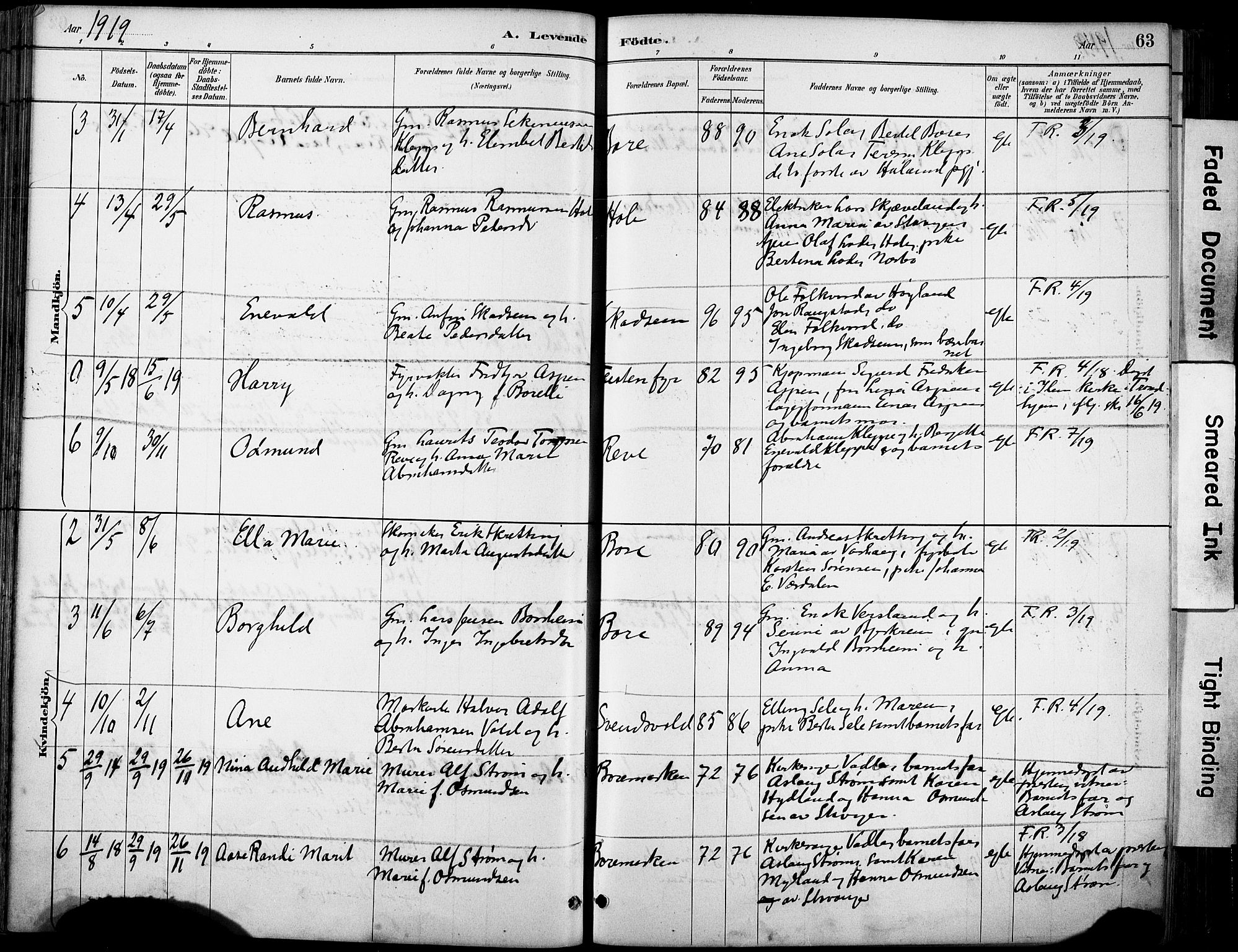 Klepp sokneprestkontor, SAST/A-101803/001/3/30BA/L0008: Parish register (official) no. A 9, 1886-1919, p. 63