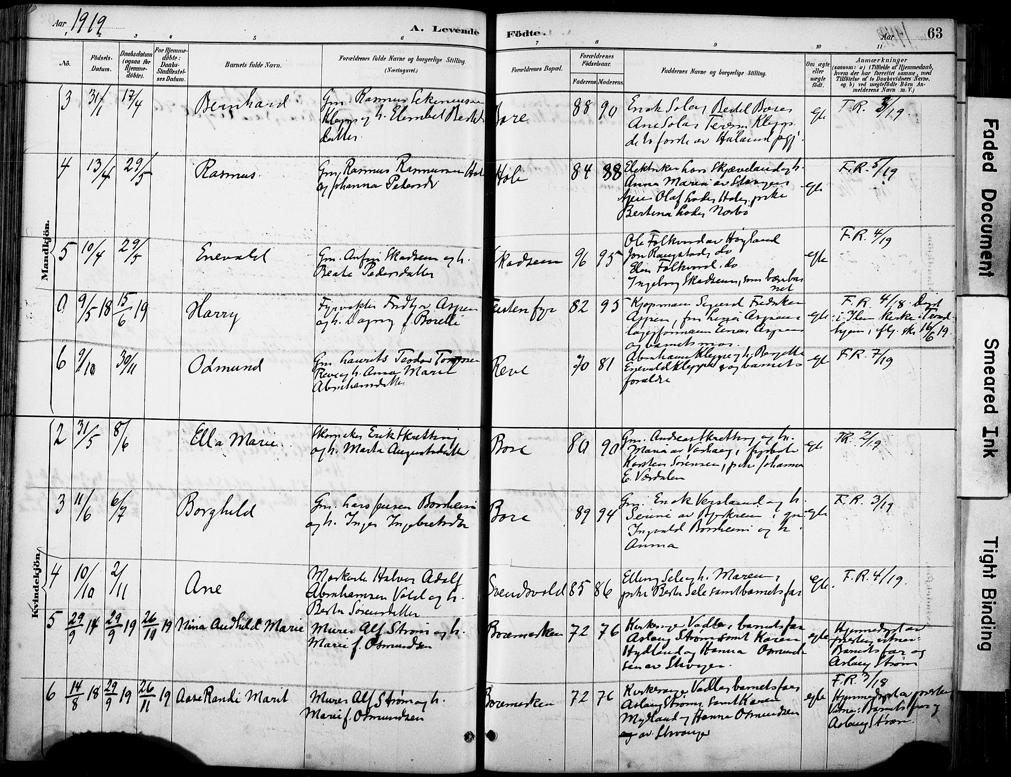 Klepp sokneprestkontor, AV/SAST-A-101803/001/3/30BA/L0008: Parish register (official) no. A 9, 1886-1919, p. 63