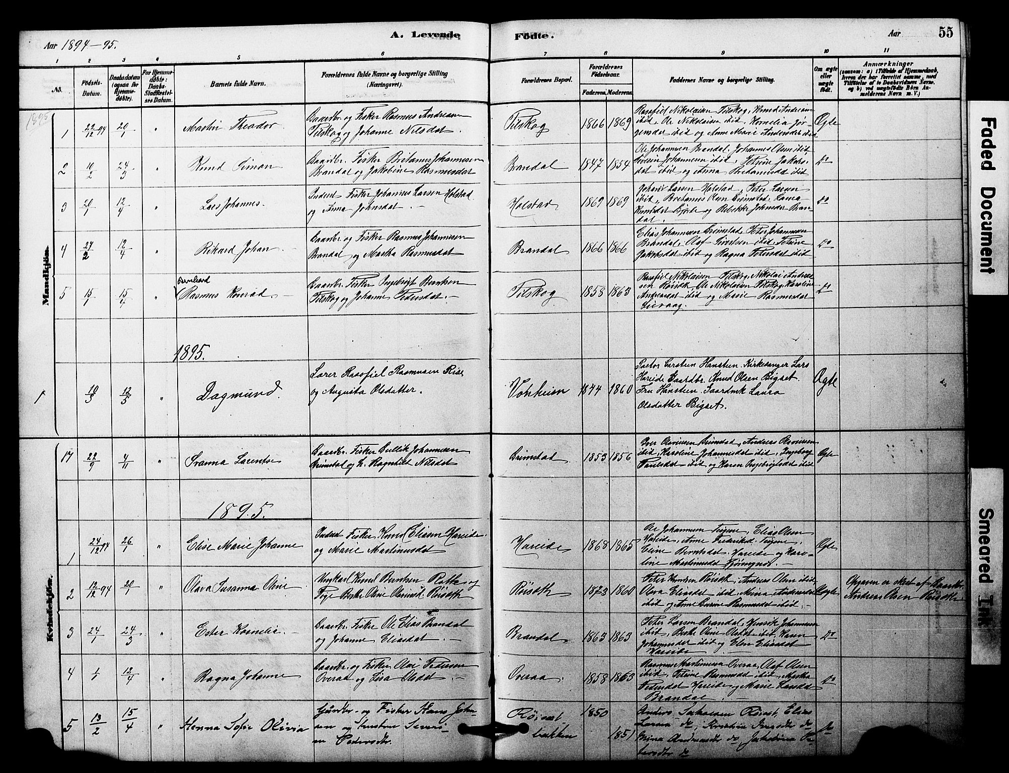 Ministerialprotokoller, klokkerbøker og fødselsregistre - Møre og Romsdal, SAT/A-1454/510/L0122: Parish register (official) no. 510A02, 1878-1897, p. 55