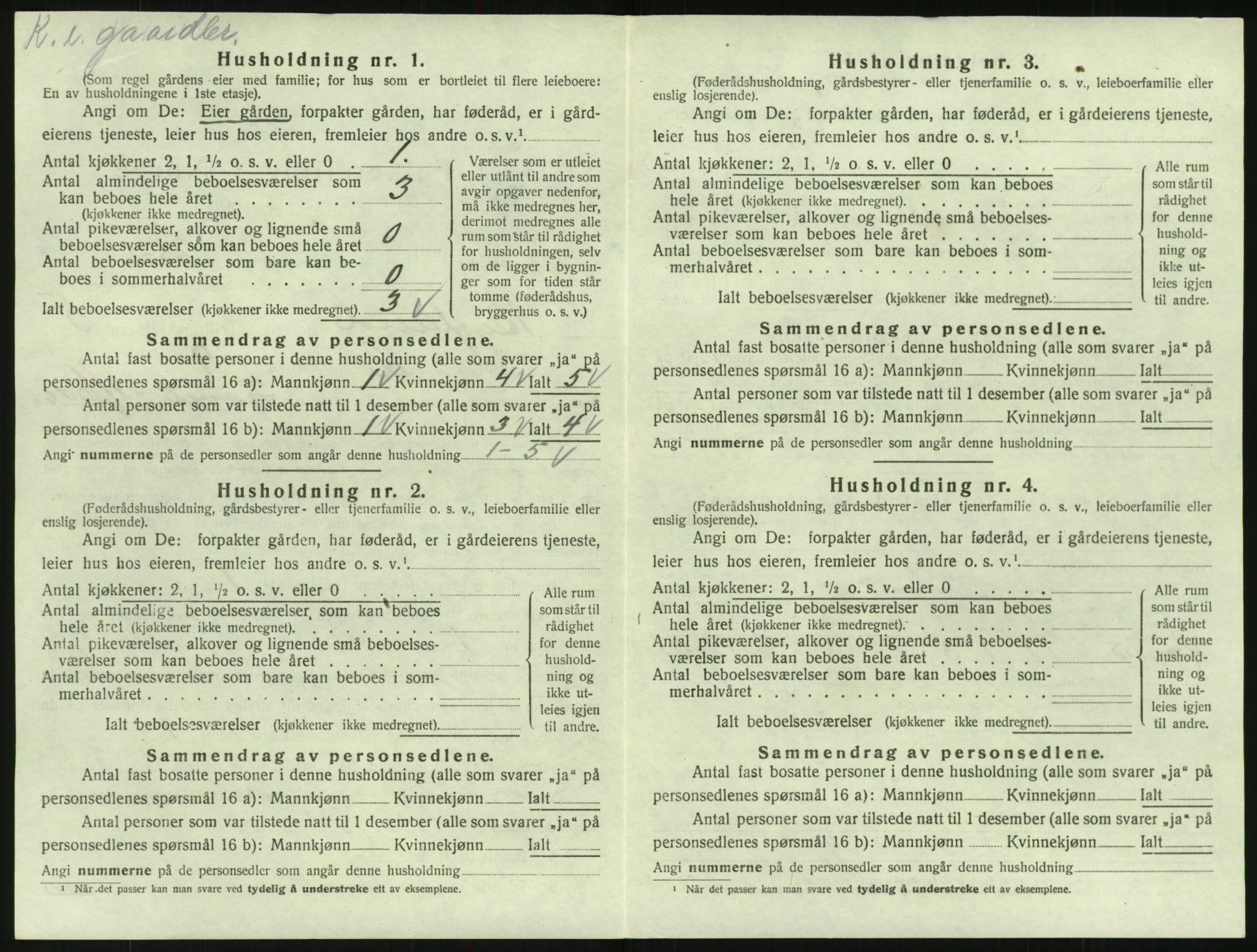 SAK, 1920 census for Bygland, 1920, p. 276