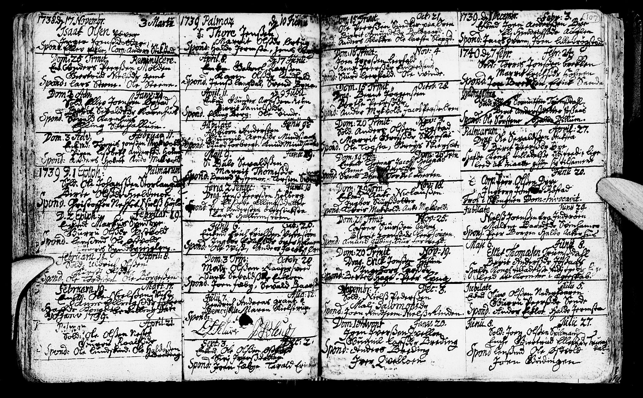 Ministerialprotokoller, klokkerbøker og fødselsregistre - Nord-Trøndelag, SAT/A-1458/723/L0230: Parish register (official) no. 723A01, 1705-1747, p. 107