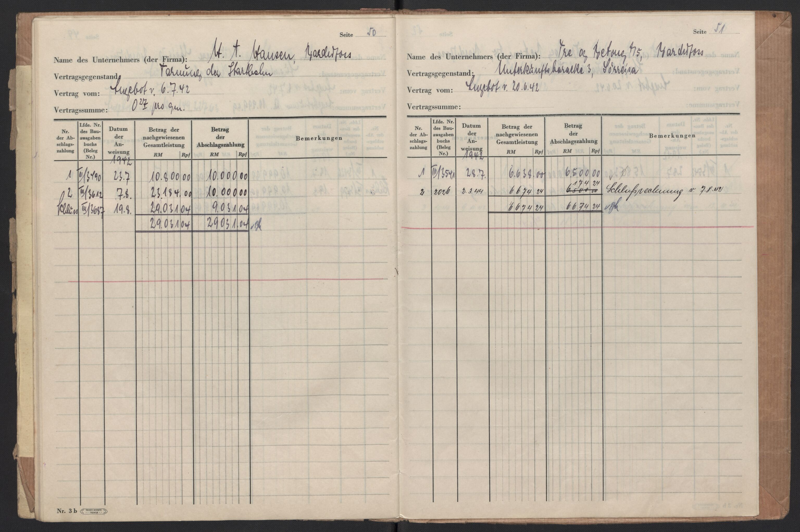 Tyske arkiver, Organisation Todt (OT), Einsatzgruppe Wiking, AV/RA-RAFA-2188/2/F/Fg/Fgb/L0005: Bltg. L.W. Bardufoss: Diverse regnskapsbøker, 1940