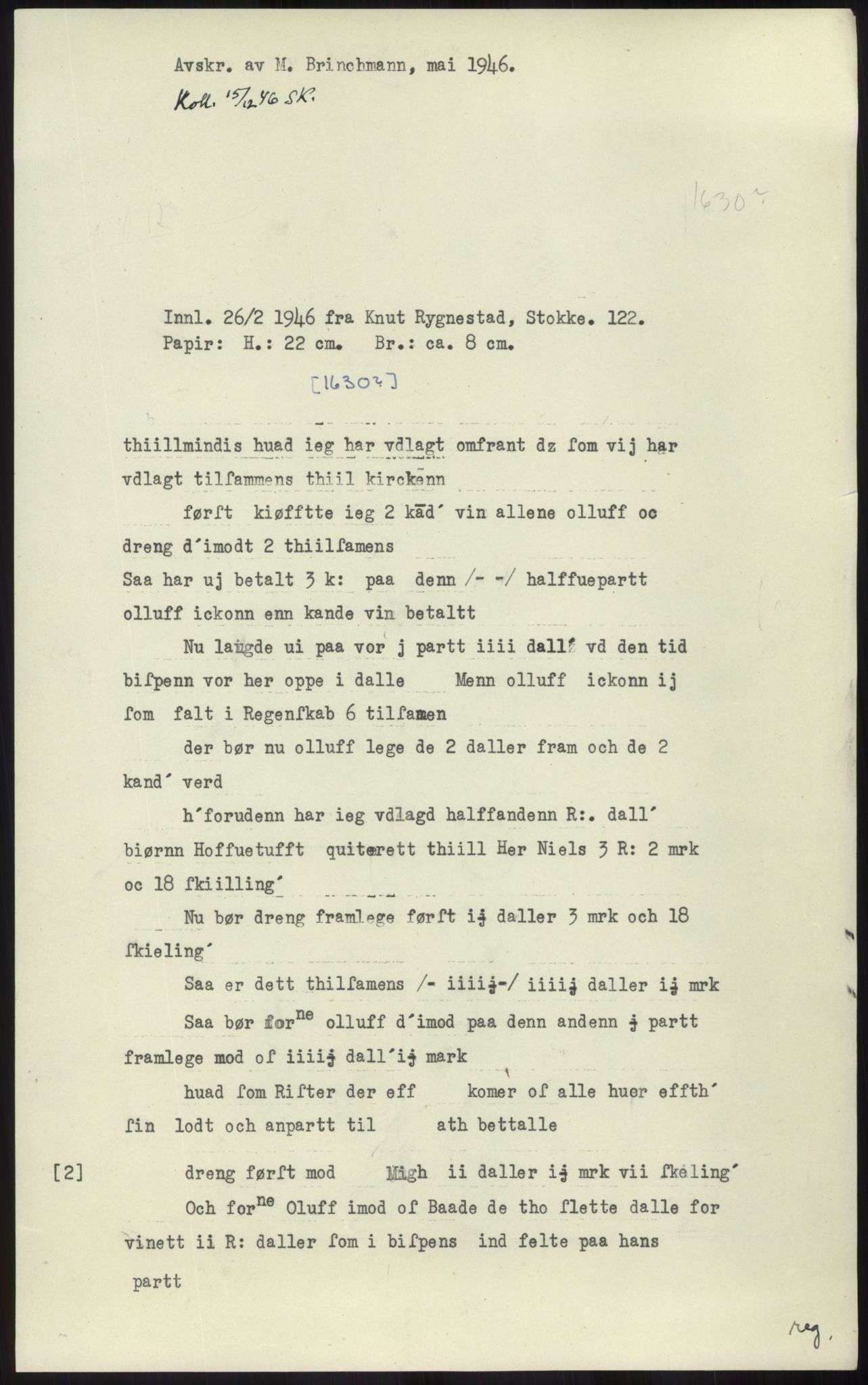 Samlinger til kildeutgivelse, Diplomavskriftsamlingen, RA/EA-4053/H/Ha, p. 1476