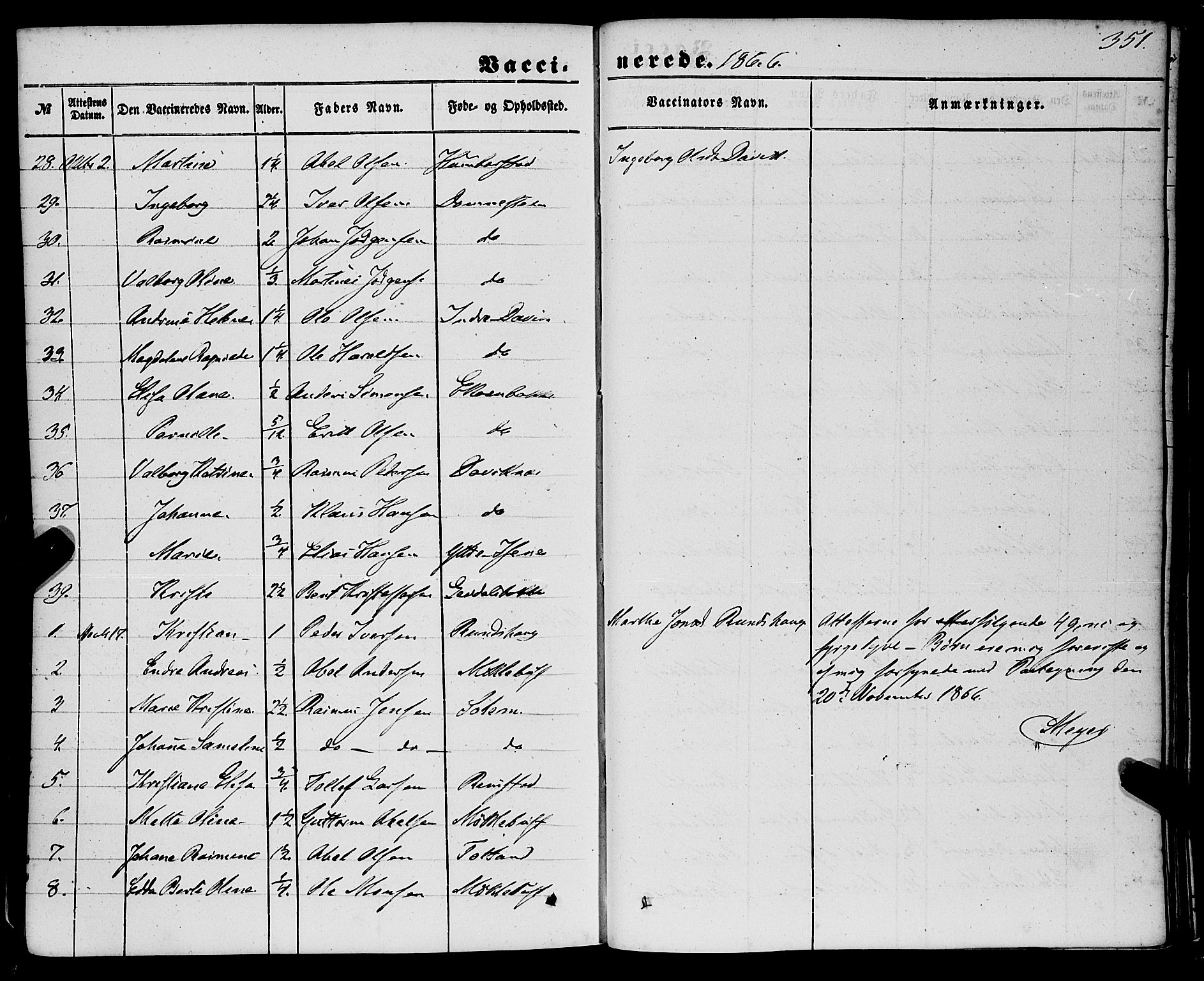 Davik sokneprestembete, AV/SAB-A-79701/H/Haa/Haaa/L0005: Parish register (official) no. A 5, 1850-1866, p. 351