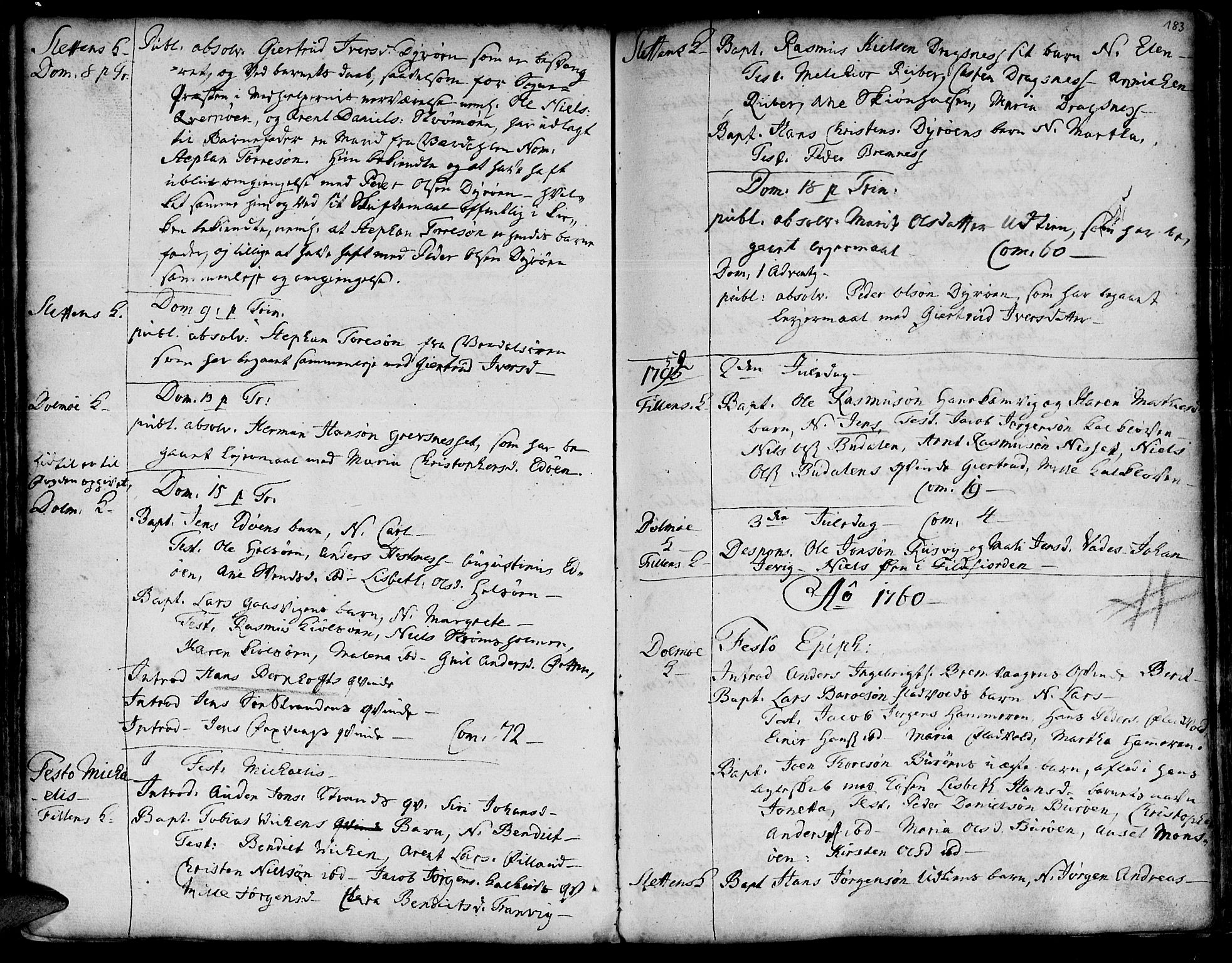 Ministerialprotokoller, klokkerbøker og fødselsregistre - Sør-Trøndelag, SAT/A-1456/634/L0525: Parish register (official) no. 634A01, 1736-1775, p. 183