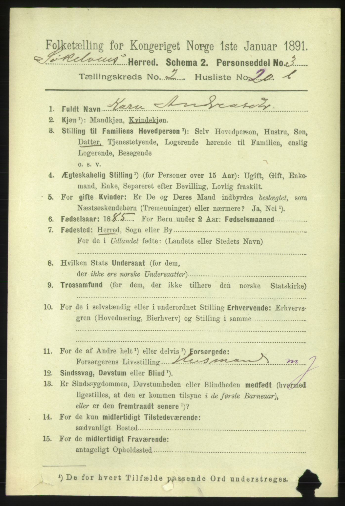 RA, 1891 census for 1528 Sykkylven, 1891, p. 1592