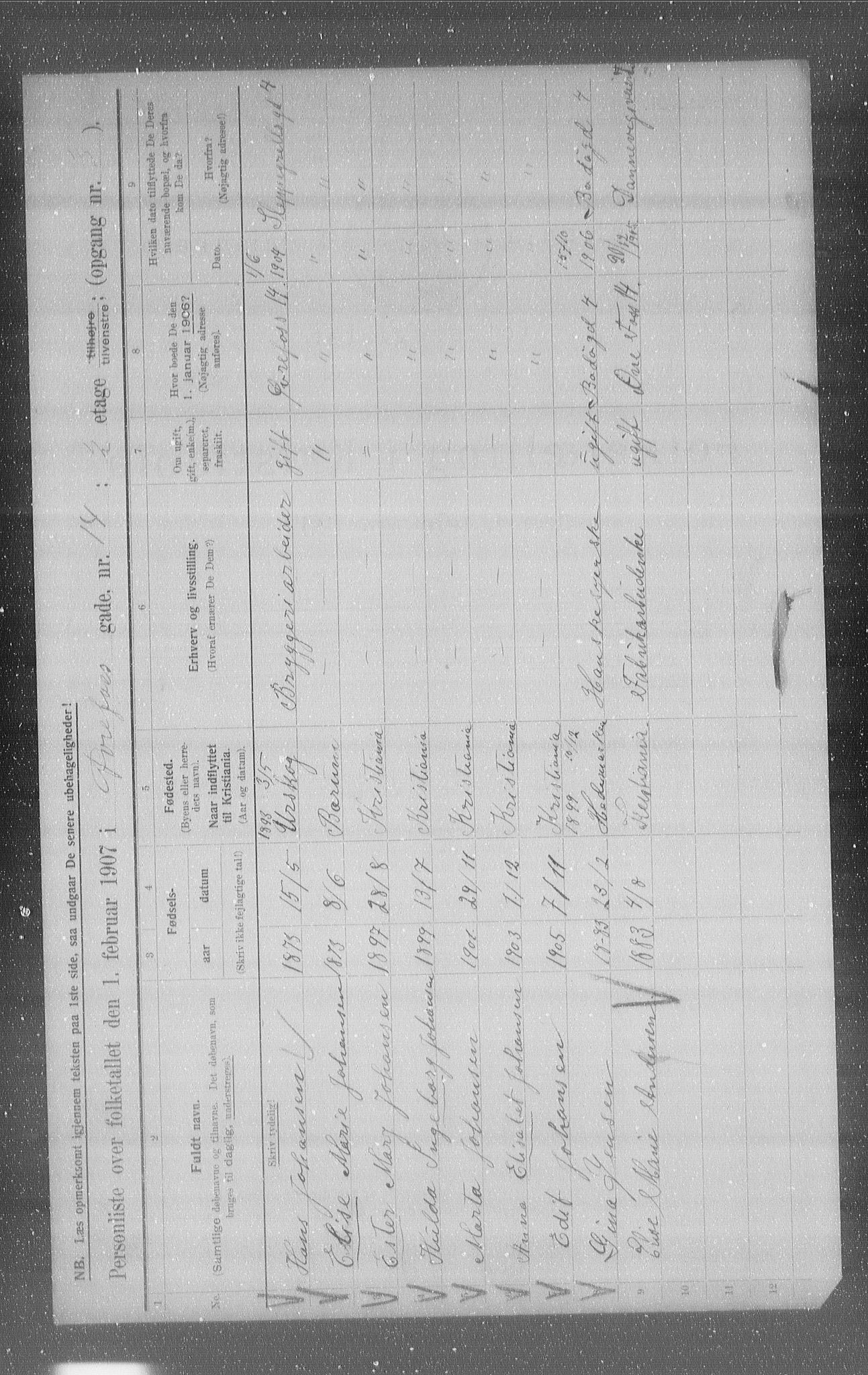 OBA, Municipal Census 1907 for Kristiania, 1907, p. 66236